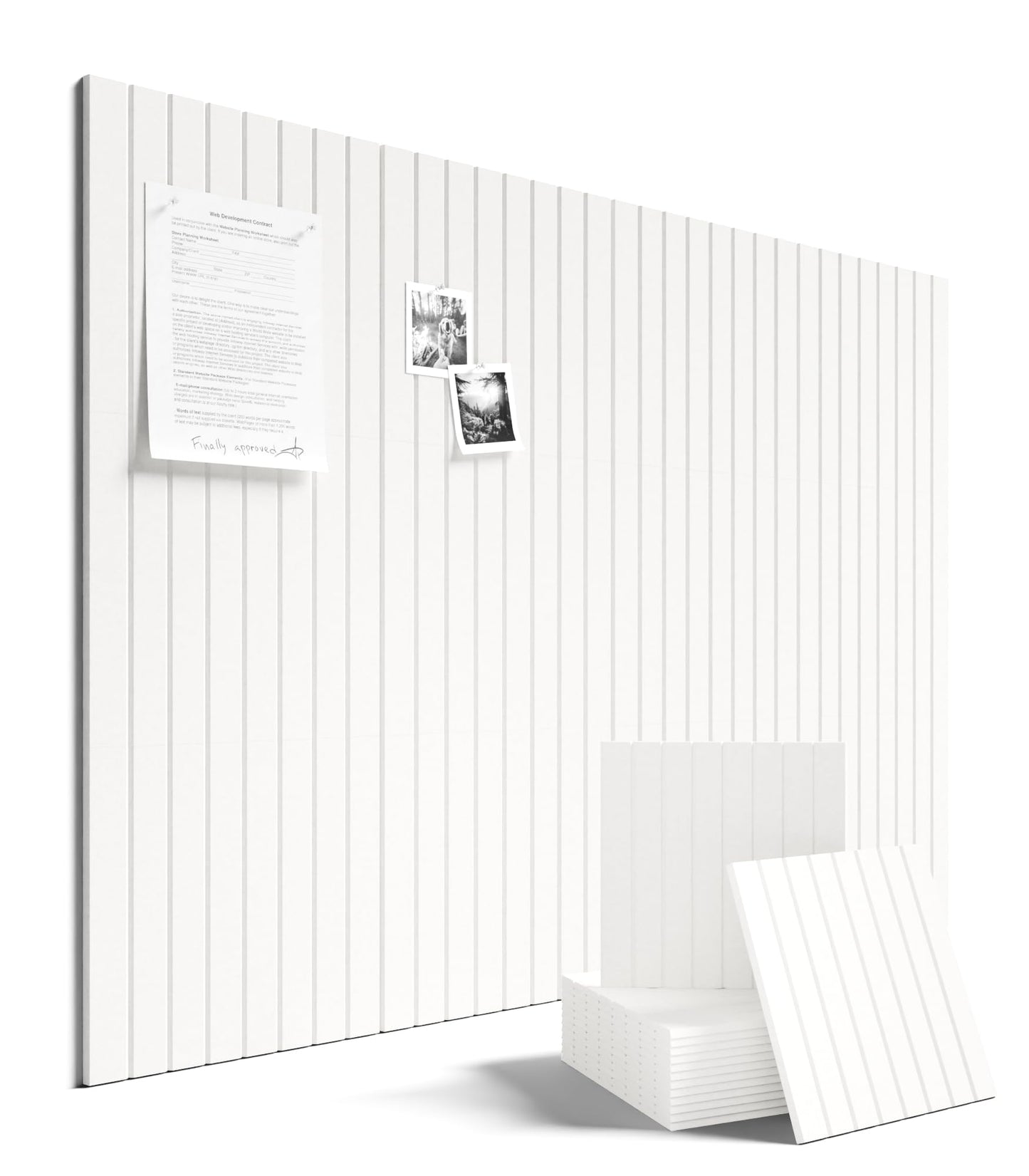 Fluxynara Large Felt Bulletin Board 48" x 36" Cork Board Alternative-12 Pack with 70 Safe Removable Adhesive Tabs, Cork Boards for Walls Cork Board for Home Office Classroom Pin Board (Milky White)