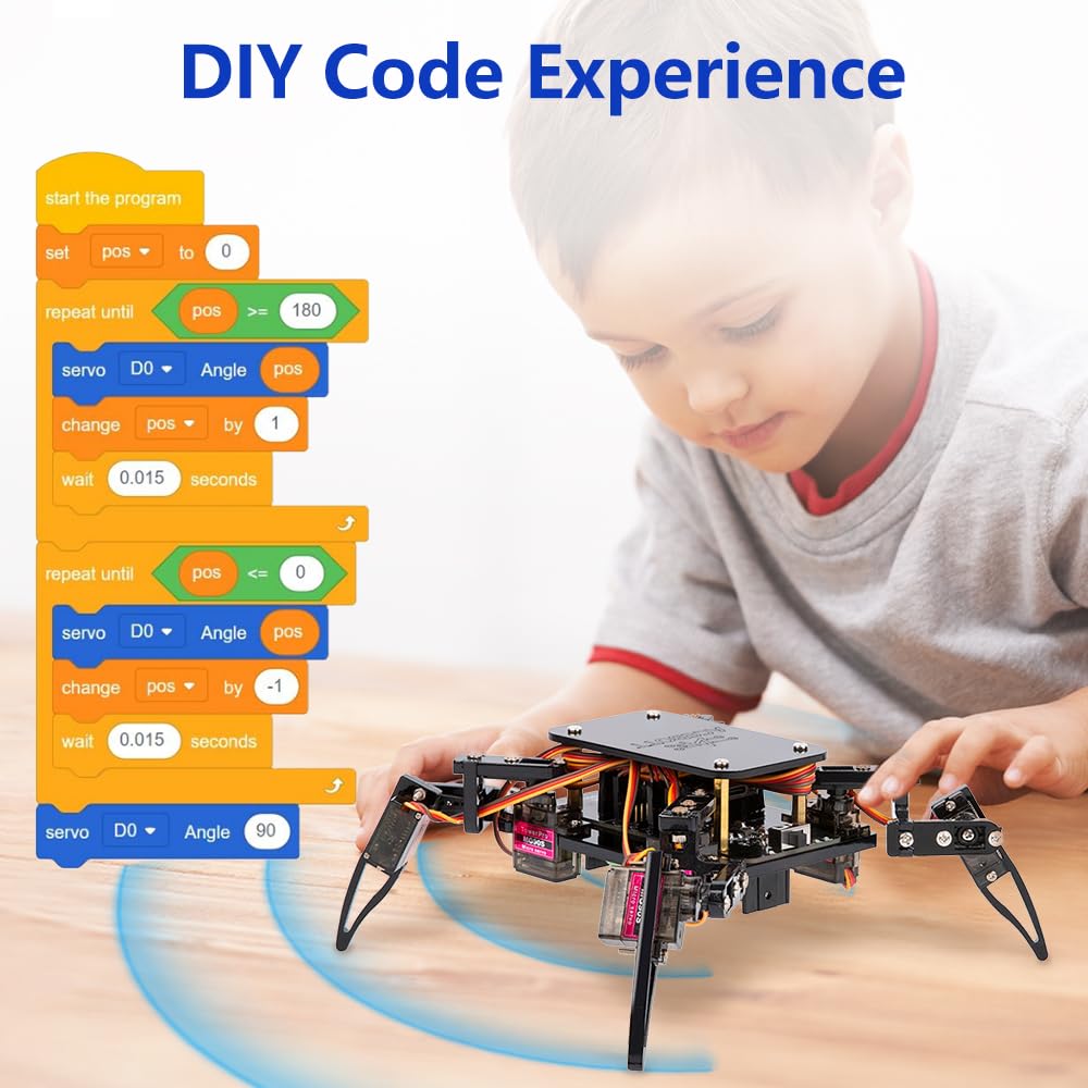 ACEBOTT Science Kits Spider Robot Building Kit STEM Crawling Robot Gifts for Kids Boys Ages 8-12 Girls, Scientific Coding Robotic Technic Creative DIY Toys for Birthday