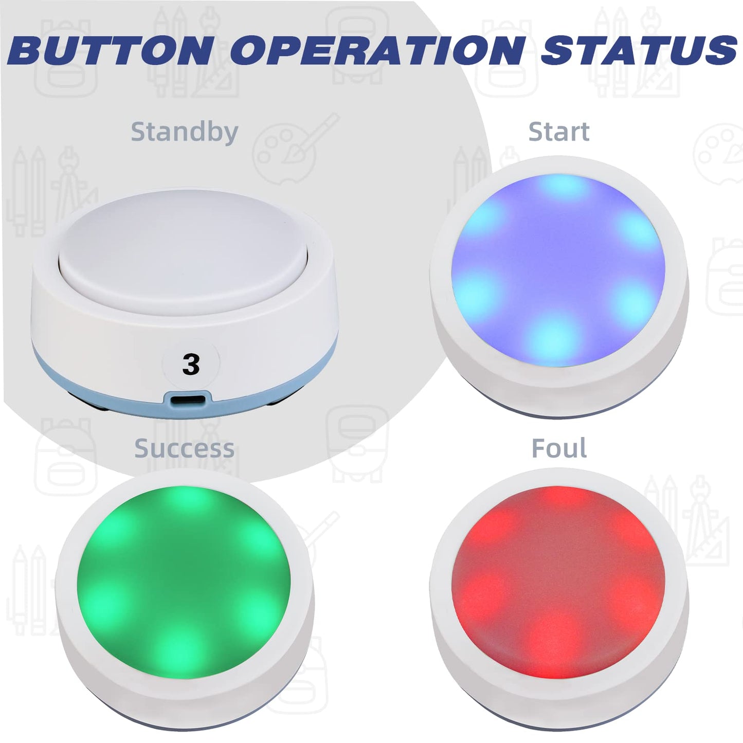 Retekess TM101 Wireless Buzzer System,Answer Buzzers with Lights & Sound,Add Up to 32 Buttons,262ft, Game Show Buzzers for Classroom,Family Feud Adult Trivia Game Night,Back to School