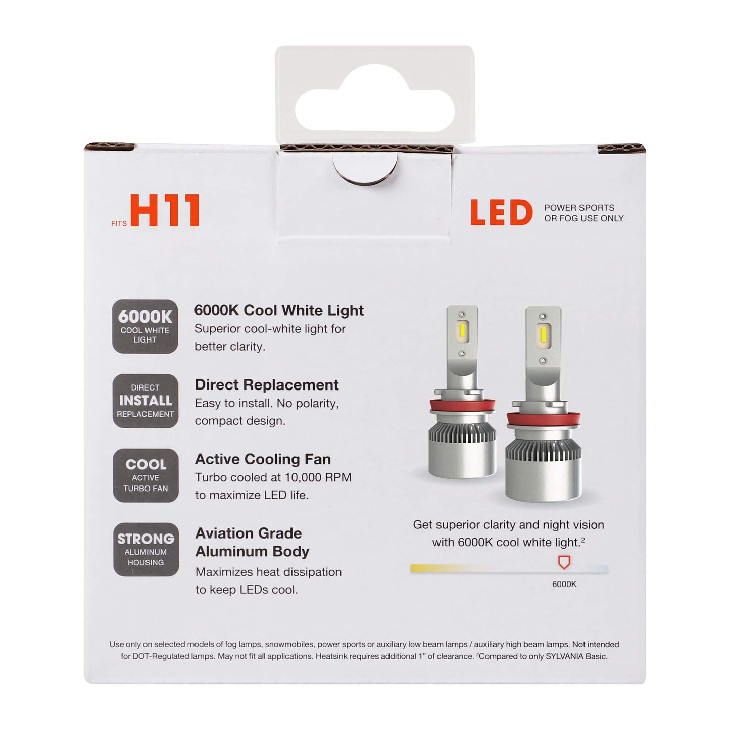 SYLVANIA H11 LED Headlight Bulbs - Off-Road/Fog Lights - Multicolor - Model H11SL.BX2 - 2 Pack