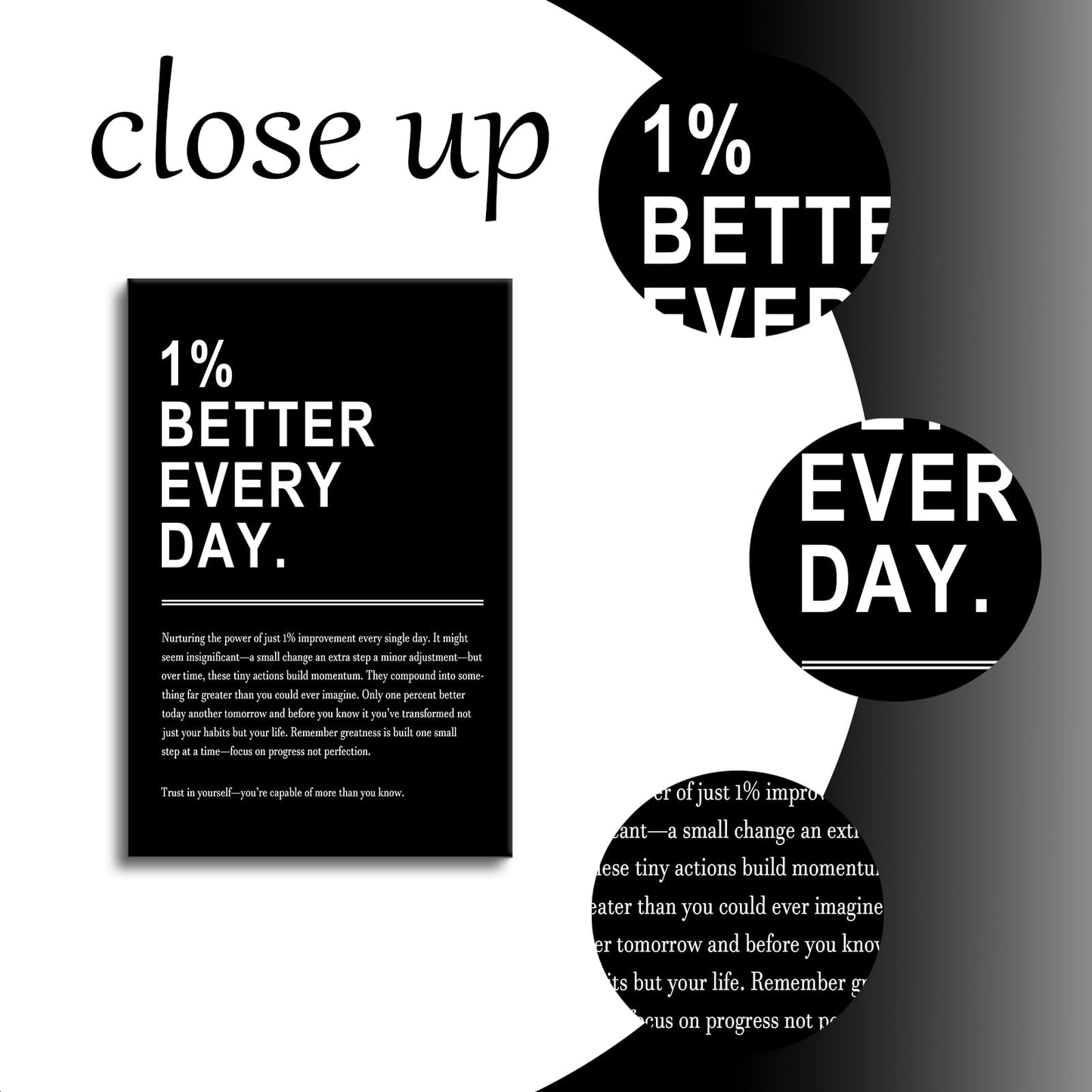 Inspirational Canvas Wall Art 1% Better Every Day Office Success Quote Growth Entrepreneur Motivational Poster Pictures Decoration Prints for Classroom Home Artwork Ready to Hang [24''Wx36''H]