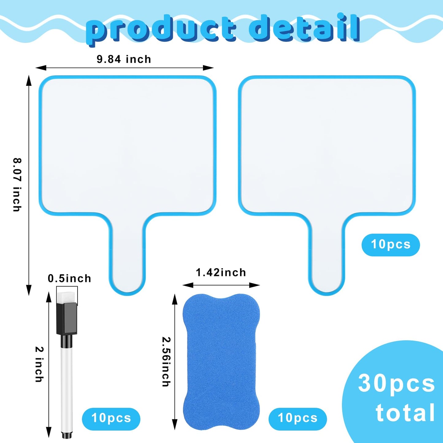 Tenceur 10 Sets Small Dry Erase Whiteboard 10''x 8'' Magnetic Dry Erase Paddles with Handle Double-Sided Mini White Board with Magnetic Markers and Erasers for School Classroom Office Writing Board