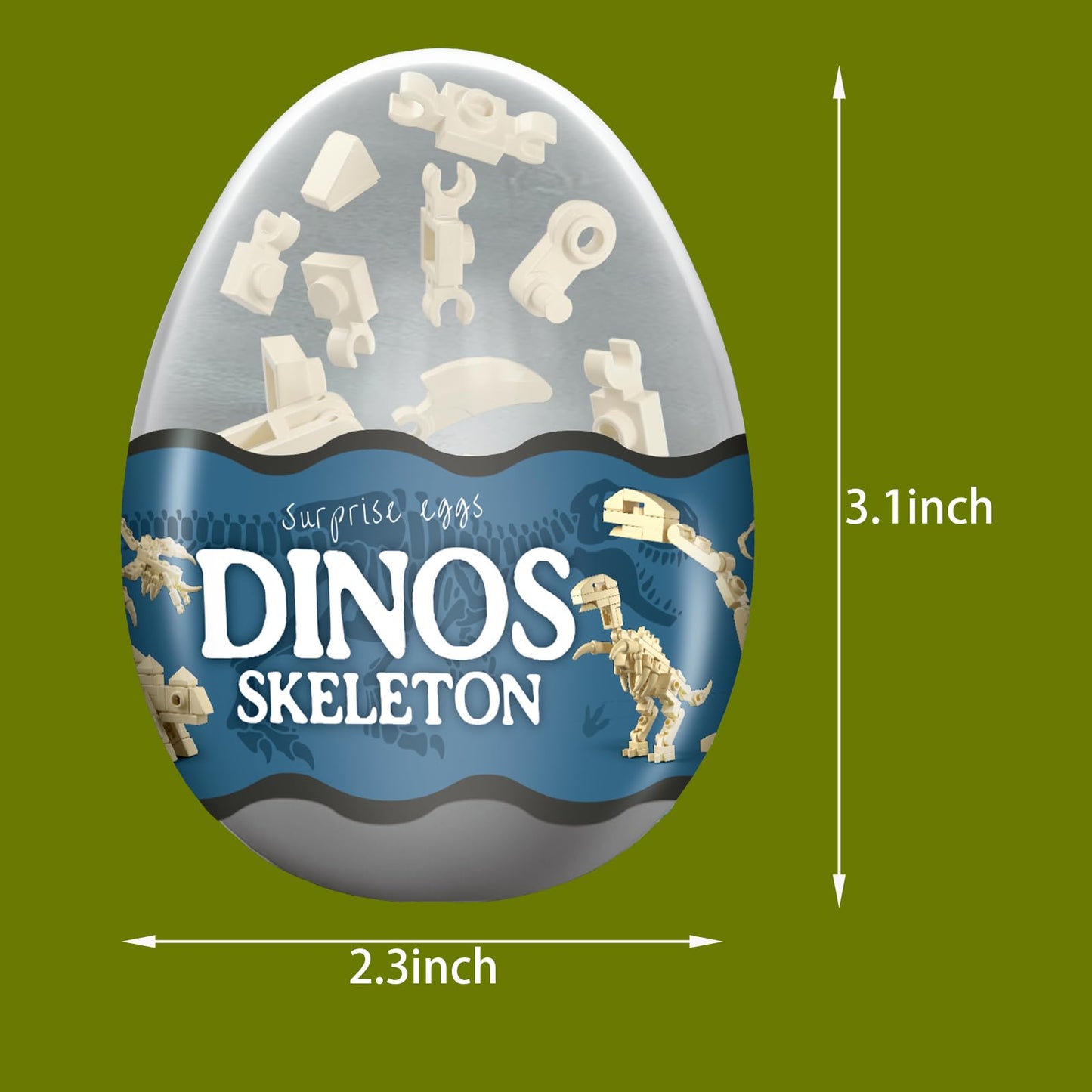 auryee 12PCS Pre Filled Easter Eggs with Toys Inside - 12 in 1 Big Dinosaur Skeleton Model Building Kits Toy for Kids Age 6+ Years Old