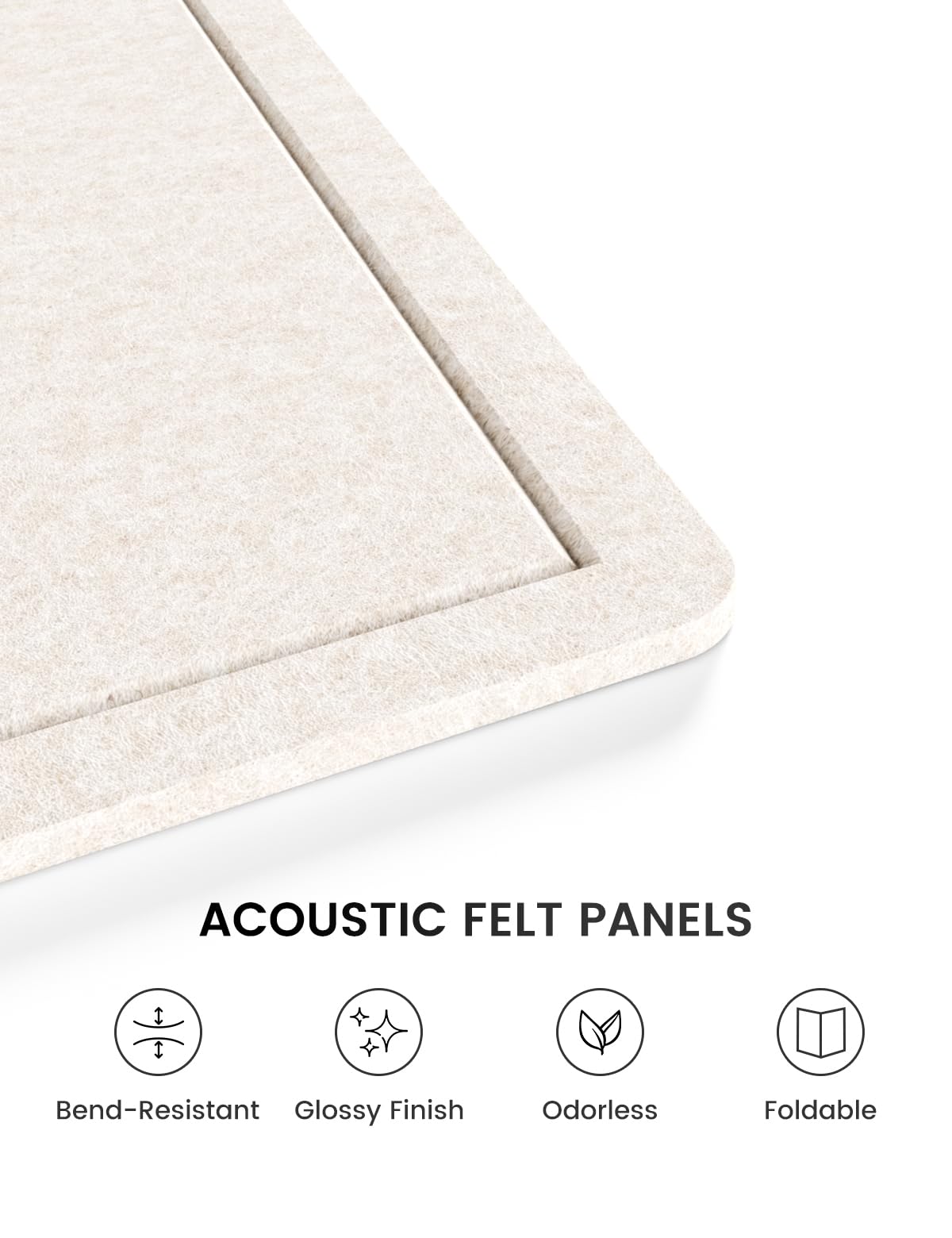 Fluxynara Bulletin Board, 23.6" x 17.5" Cork Board Alternative with 12 Safe Removable Adhesive Tabs, Foldable Felt Pin Board for Home Office, Classroom, Bedroom,Entryway for Walls—Oatmeal