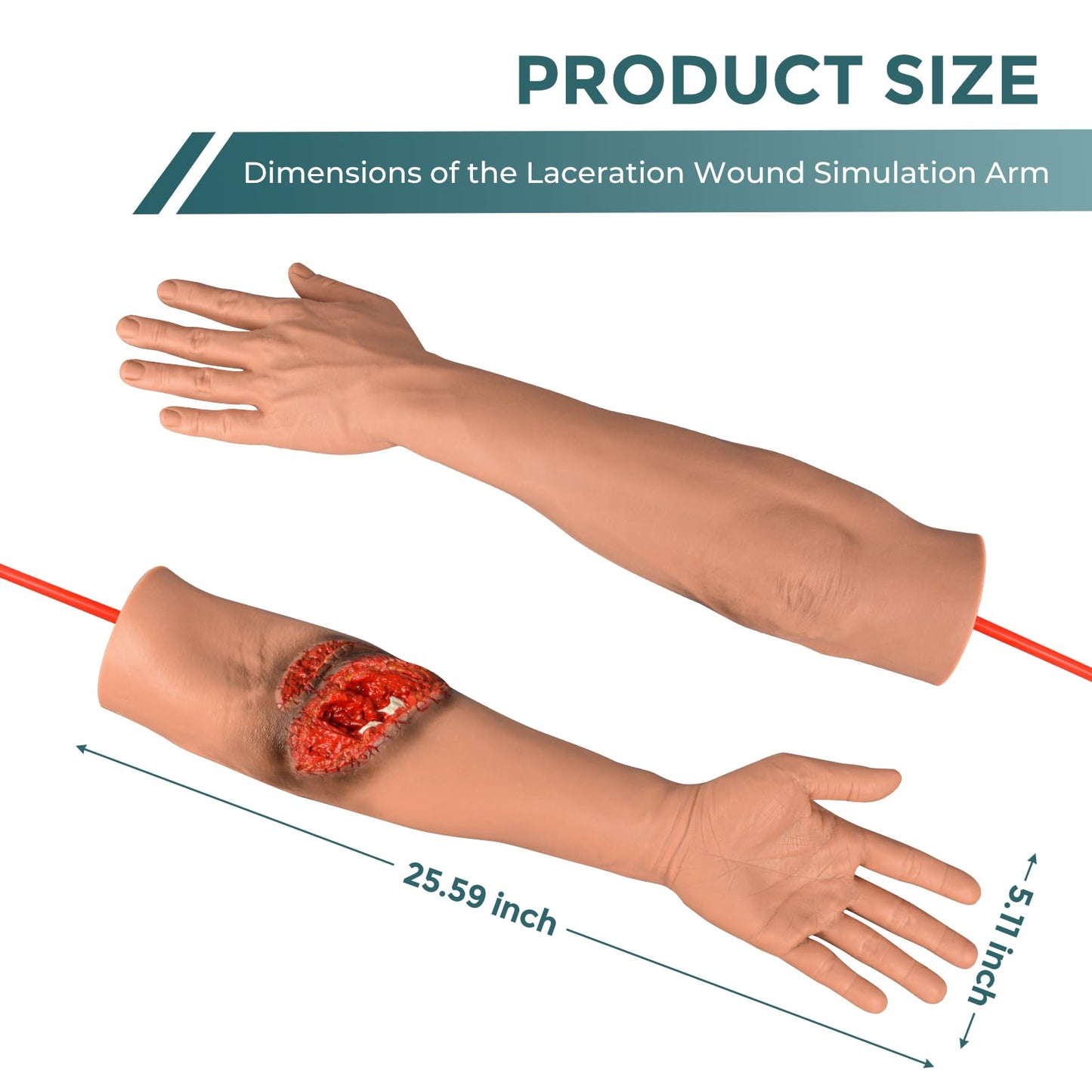 Laceration Wound Simulation Arm Kit - Medical Training Model with Fracture & Wound Packing for Nursing Students - Hemostasis Control & Immobilization Trainer for First Aid, EMT, Surgery Education