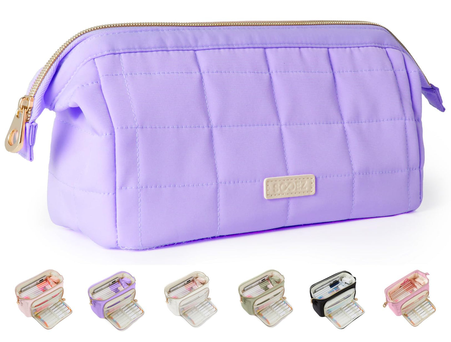 Sooez Large Pencil Case Pouch, Soft Pencil Bag with Zipper, Pen Bag Wide Opening, School Supplies Cute Pencil Case for Girls Boy Men Women, Purple