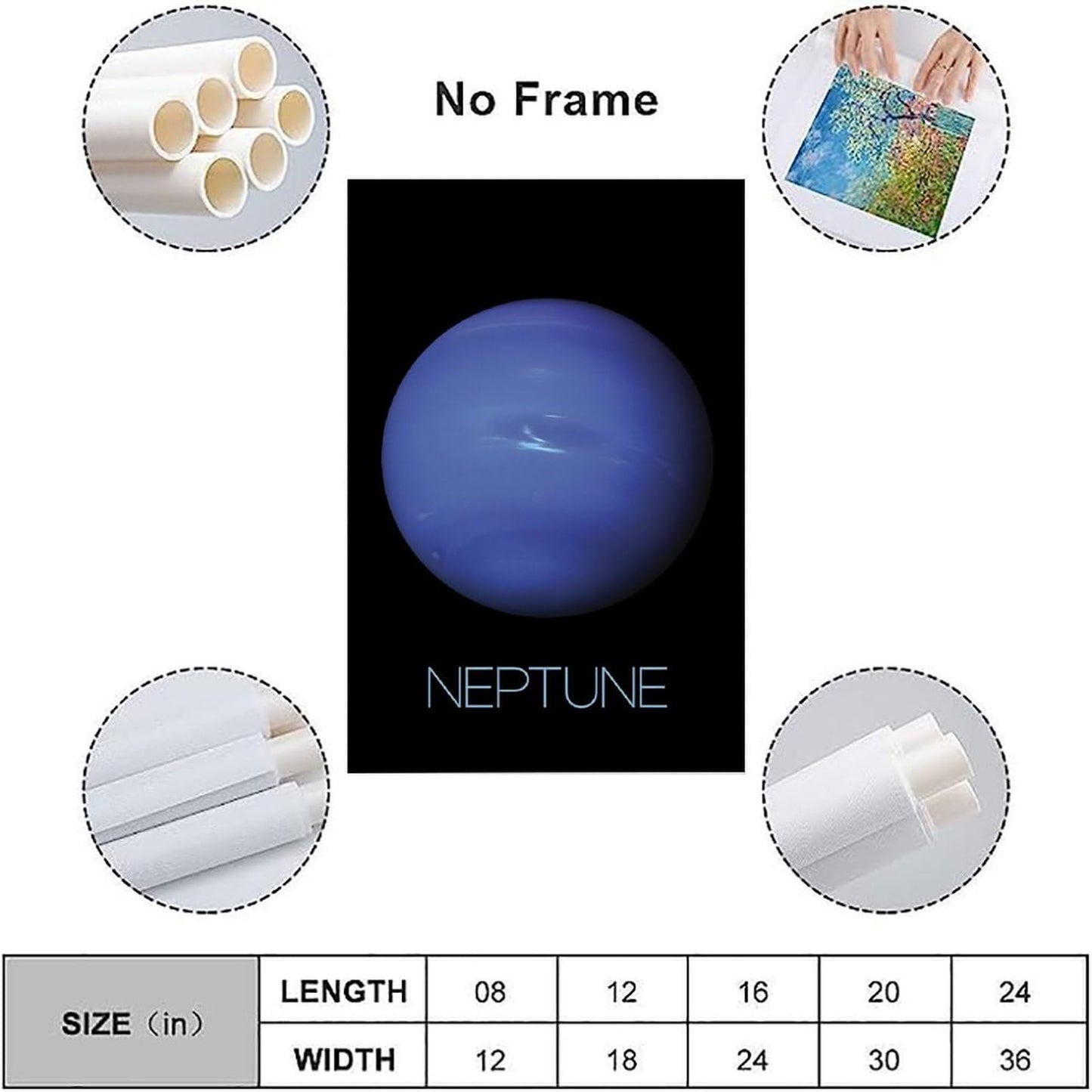 XIAOLOUTINYU Solar System Canvas Wall Art - Neptune Planet Space Poster for Kids Room Bedroom Classroom, STEM Educational Astronomy Decor, Science Gift for Boys Girls Teens, 12x18 Inch Unframed