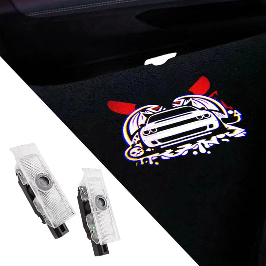 BuJinZeTui 2PCS Door Lights Logo LED Ghost Shadow Projection Light for Challenger 2015-Present, Color 04, Plastic