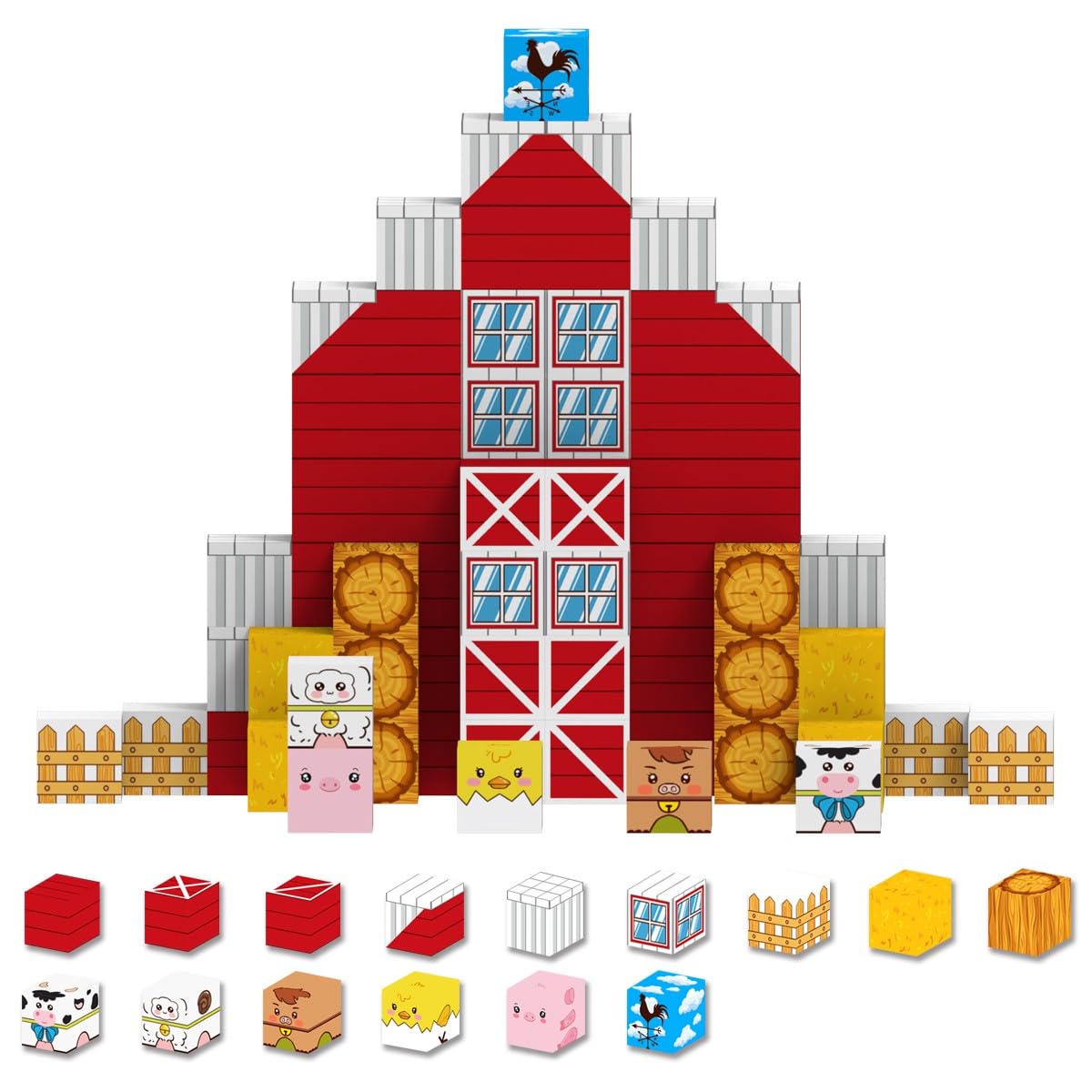 Allenjoy 80PCS Fall Autumn Farm Theme Magnetic Blocks STEM Educational Magnet Building Set for Kids Ages 3+ Creative Birthday