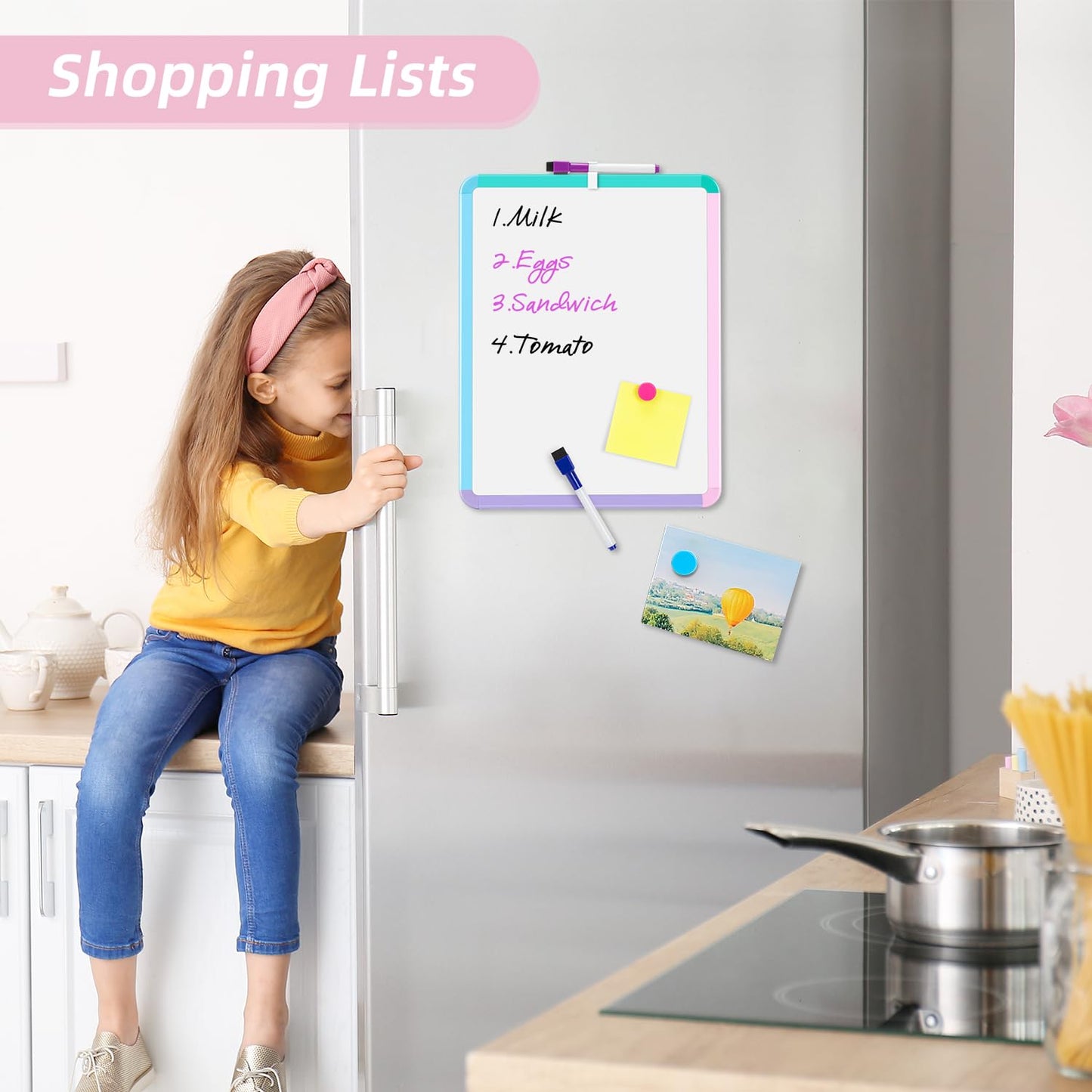 VUSIGN Small White Board Dry Erase, 11''x14'' Magnetic Dry Erase Board, Mini Whiteboard with Markers for Students, Fridge, Wall, Locker