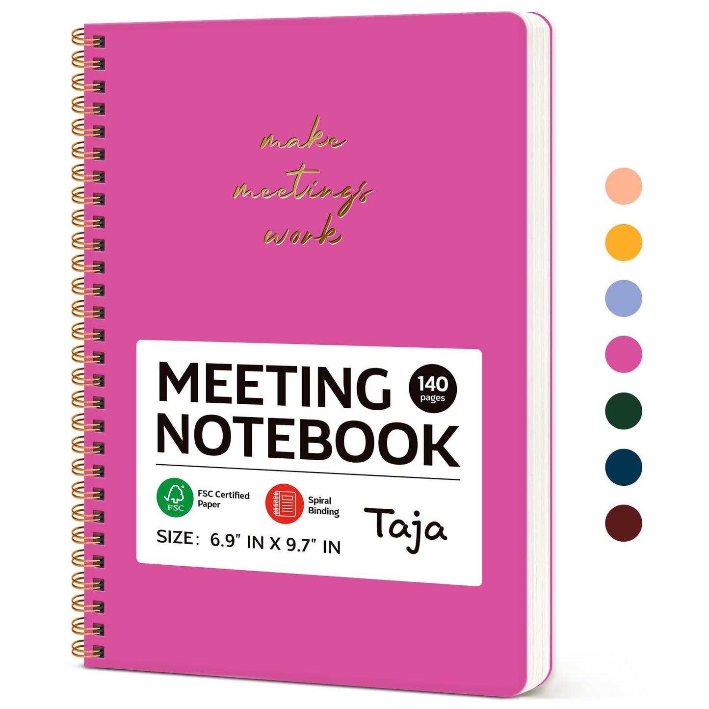 Meeting Notebook for Work Organization - Work notebook with action items, Meeting Minutes Planner Notebook, Perfect Office Supplies for Men & Women - Berry Pink