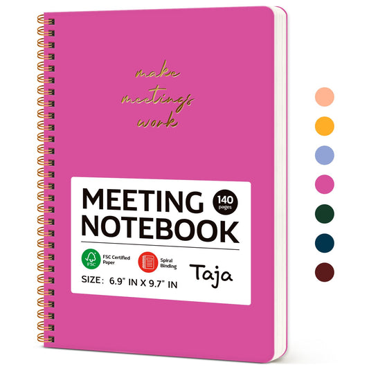Meeting Notebook for Work Organization - Work notebook with action items, Meeting Minutes Planner Notebook, Perfect Office Supplies for Men & Women - Berry Pink