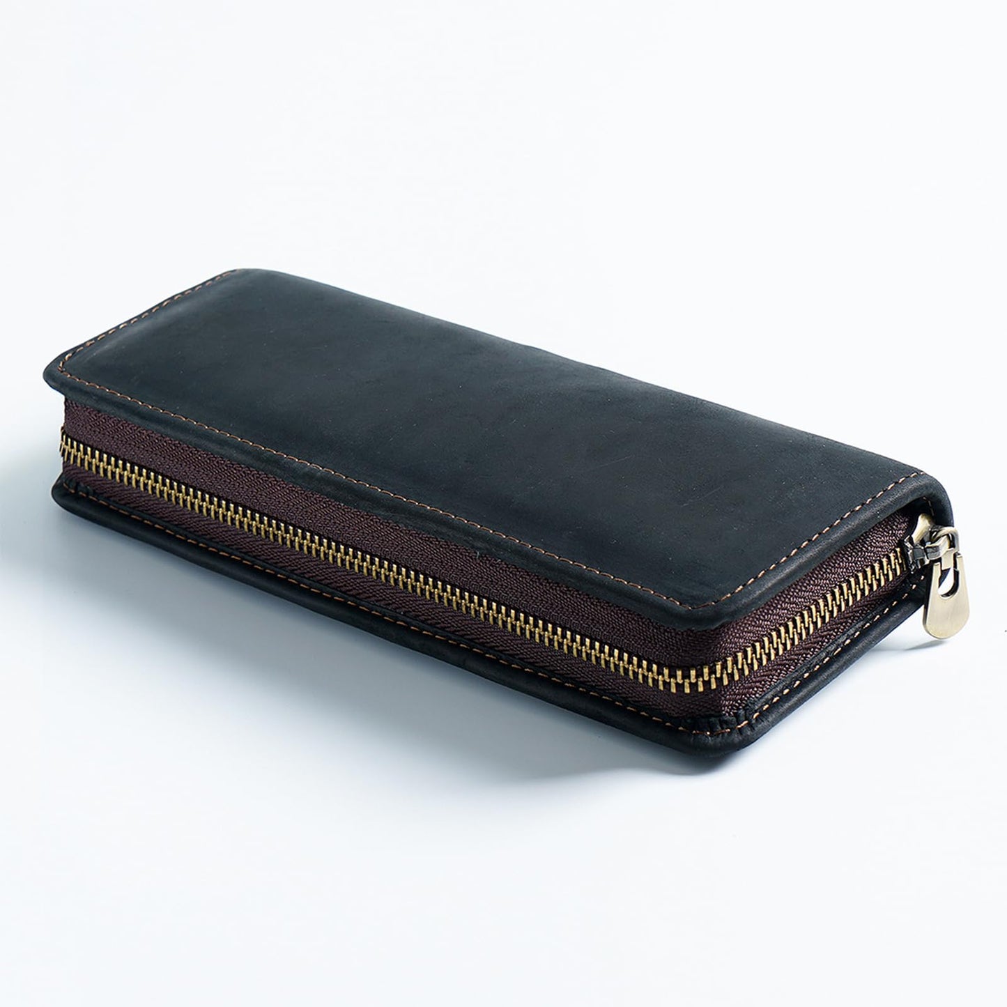 MIVLXLX Leather Pencil Case Organizer, 10 Wooden Pencils Portable Pen Case Storage for Drawing Pencils and Markers (black)