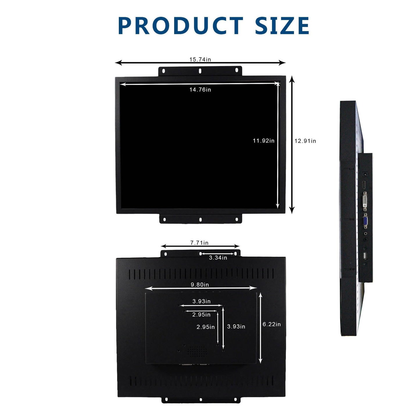 VSDISPLAY 19Inch LCD Monitor 1280x1024 High Brightness Display Support VGA/DVI Video Input,for Gaming/Industrial Secondary Monitor
