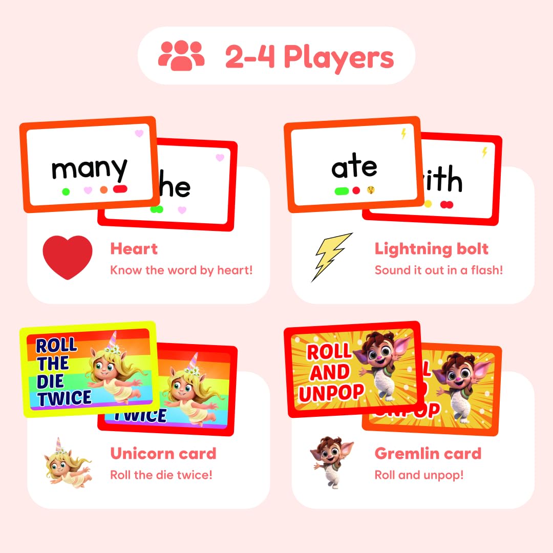 THE FIDGET GAME Sight Words Game - Reading Flashcards and Pop Fidget Toys for Kids K to Second Grade - Learning Activities and Games for High-Frequency Dolch Sight Words - Includes Mats and Dice