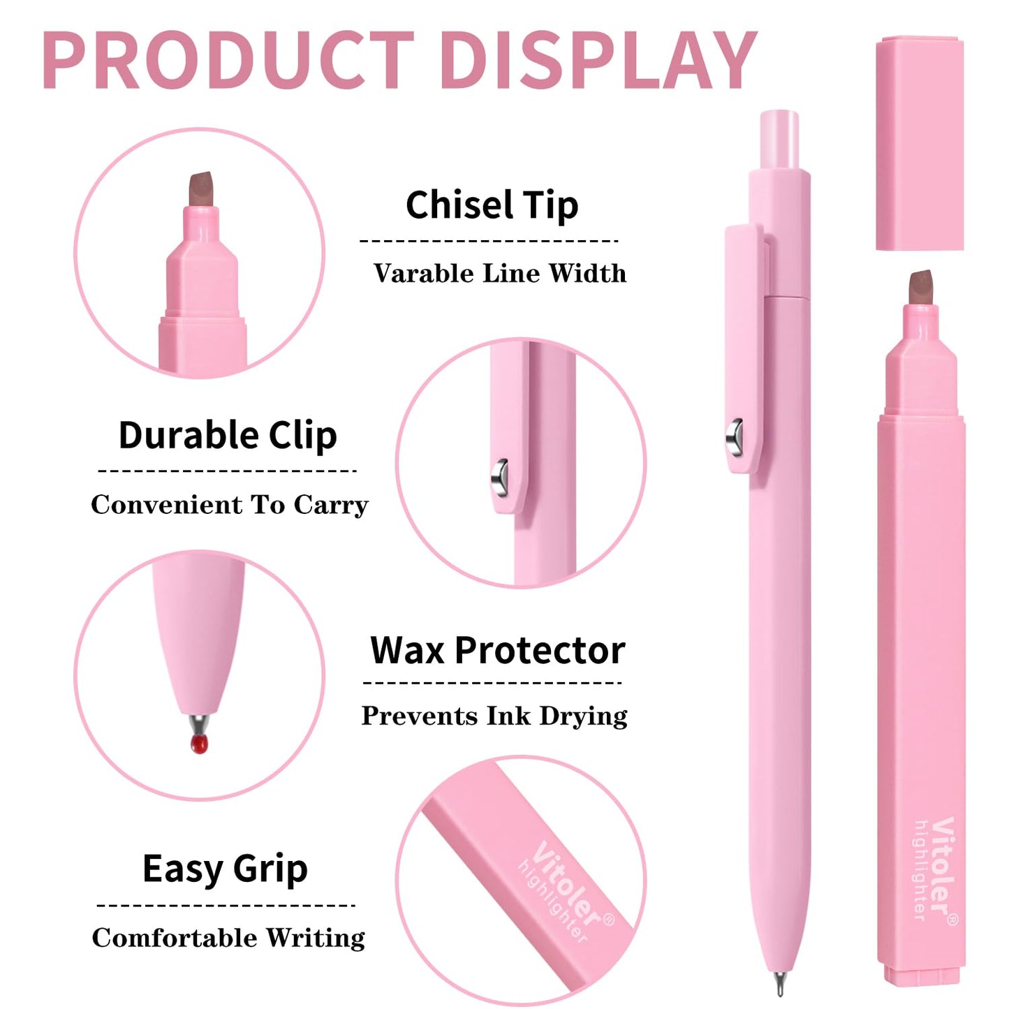 Piochoo Highlighters and Pens Set, 6pcs Cute Pastel Highlighters,6pcs 0.5mm Black Ink Gel Pens Quick Drying for Bible Studying Journaling Office School Supplies