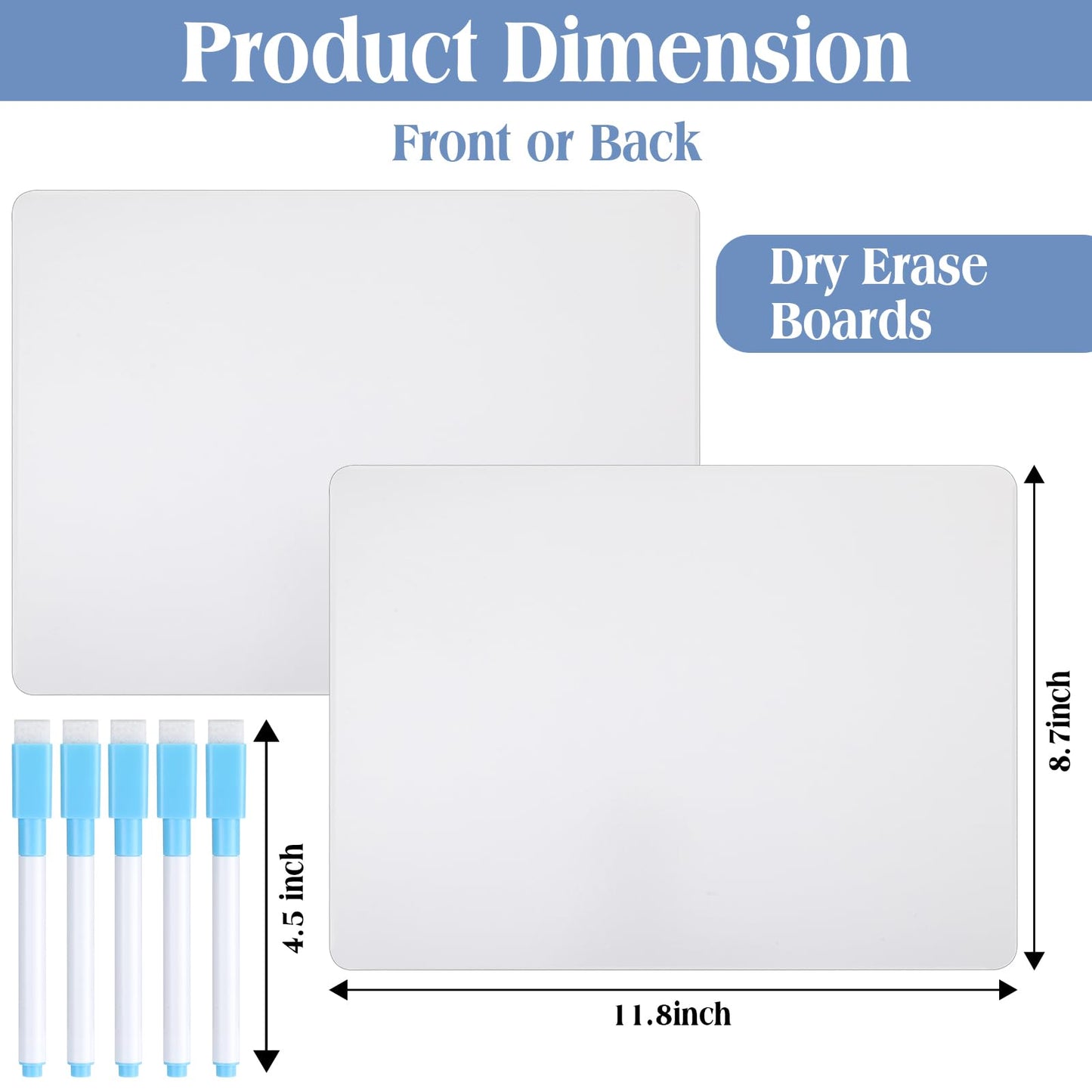 Fulmoon Dry Erase Lapboard Set with Markers Dry Erase Boards Classroom Pack Small White Board 9"X12" Mini Double Sided Whiteboard Set Lapboards for School Supplies(200 Pcs)