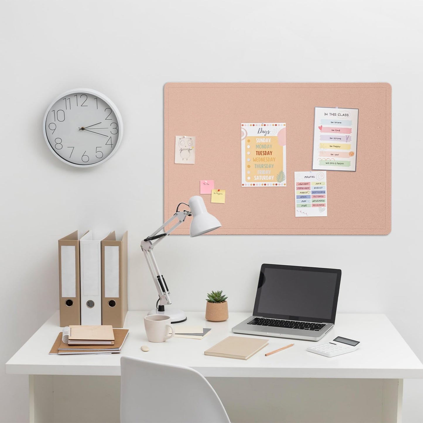 Lightomorrow Bulletin Board, 36 x 24 inches Felt Board - Decorative Pin Board, Cork Board Alternative for Wall, 3' x 2' Foldable Self-Adhesive Vision Board Prayer Board with 20 Pushpins - Mauvey Pink