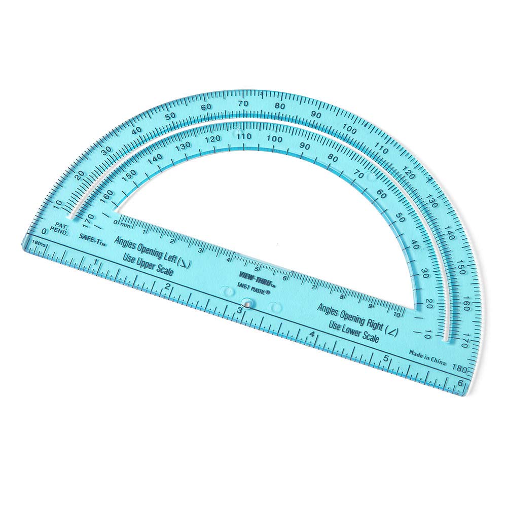 hand2mind Safe-T Protractor for Kids, 180 Protractor, Rainbow Plastic Clear Protractor, Kids Safe, Protractor for Geometry, Protractor Math, Protractor Set, Math Classroom Supplies (24 Pack)