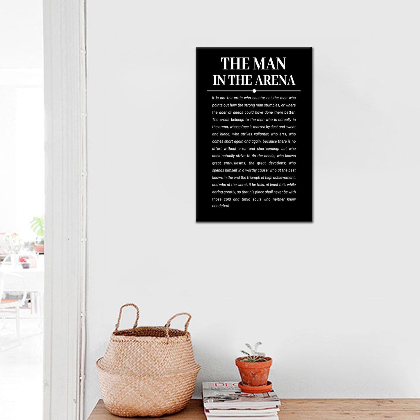The Man in the Arena Inspirational Canvas Wall Art Motivational Entrepreneur Quotes Poster Print Positive Picture Artwork for Bedroom Office Wall Decor Ready to Hang [12''Wx18''H]