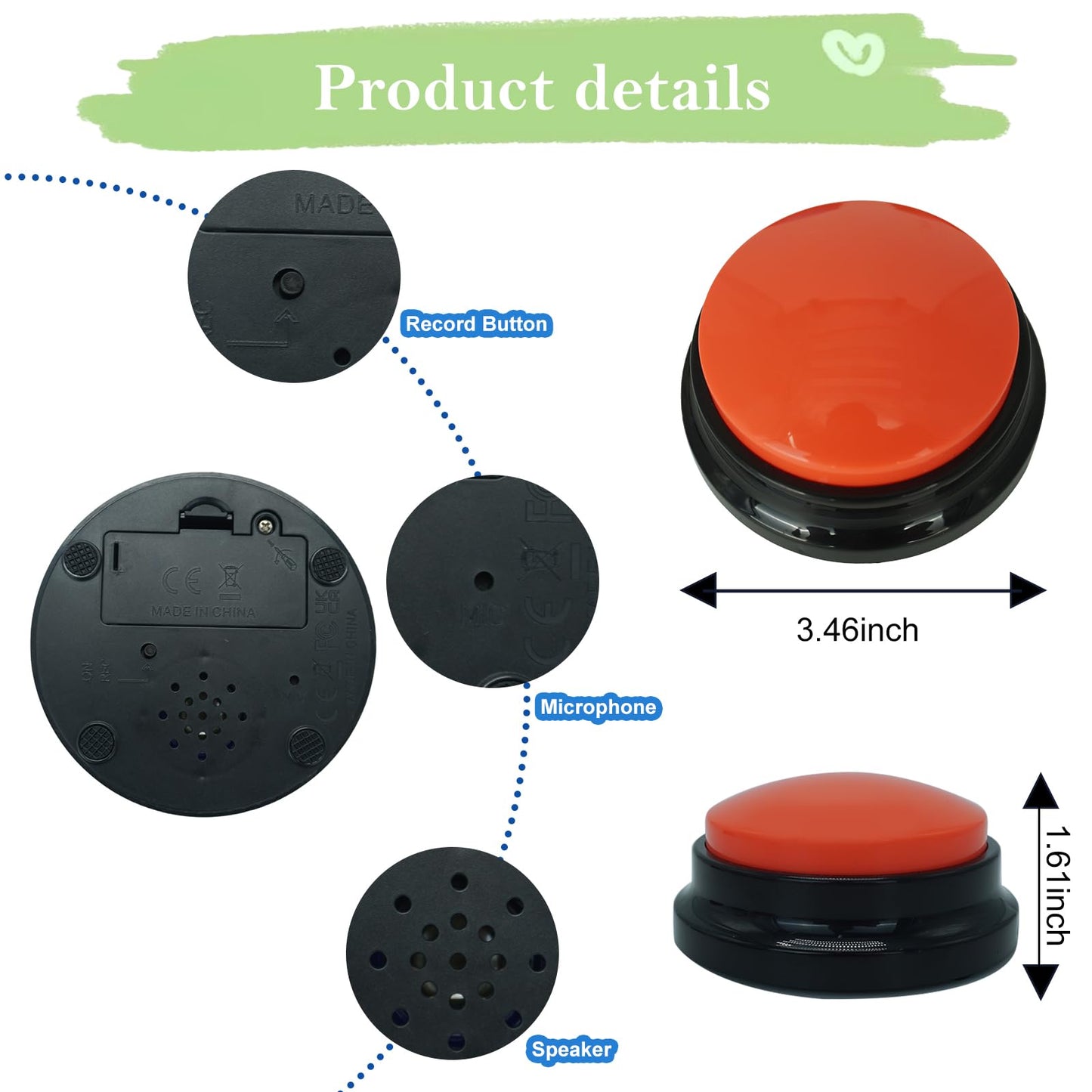 Gelabur Set of 8 Dog Buttons for Communication, Voice Recordable Buttons for Classroom, Dog Training Talking Buttons Starter Set, Pet Easy Speaking Buttons Tools
