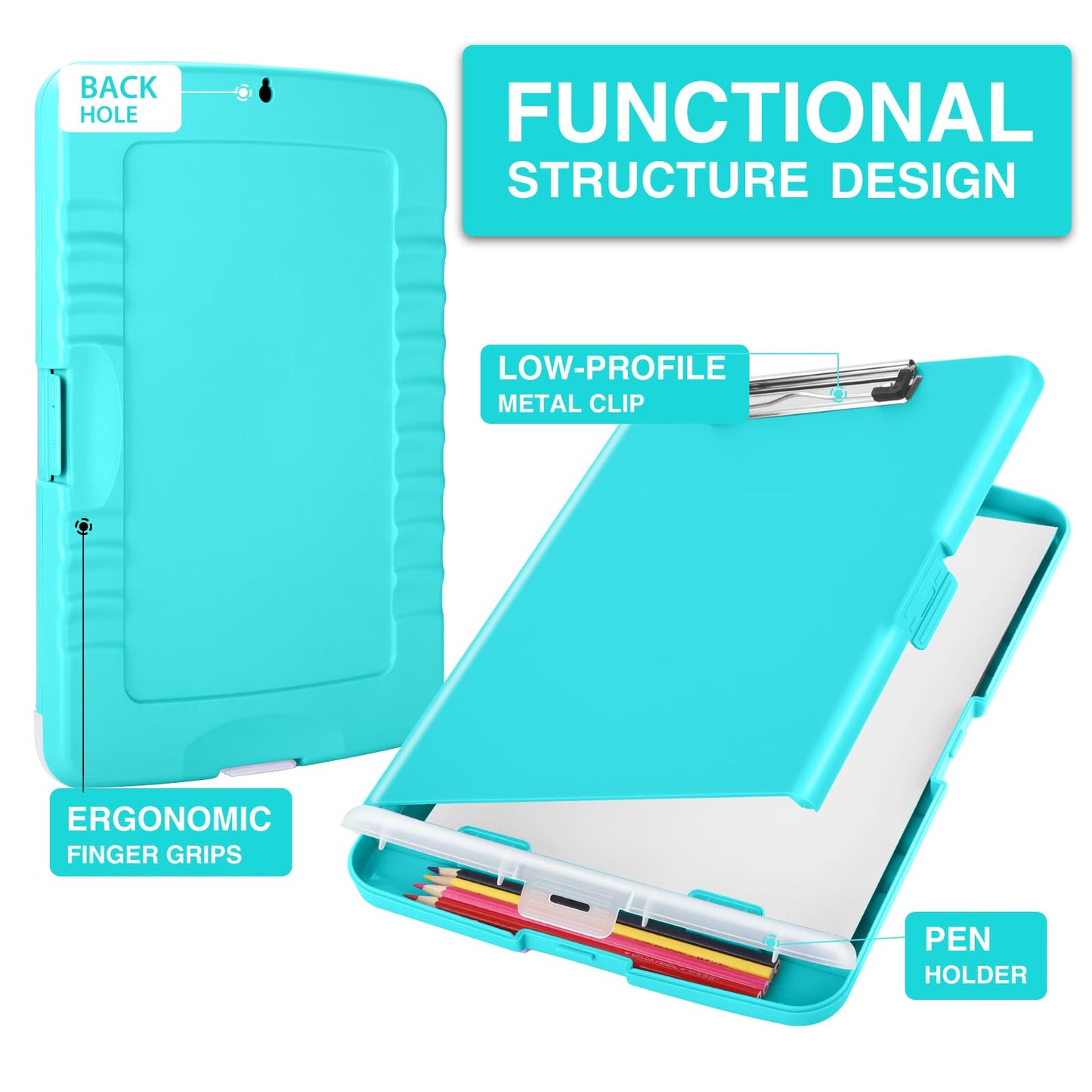 Sooez Clipboards with Storage, High Capacity Clip Boards 8.5x11 with Storage, Heavy Duty Nursing Clipboard Folder, Plastic Clipboard with Pen Holder for Women Teachers Work, School & Office Supplies