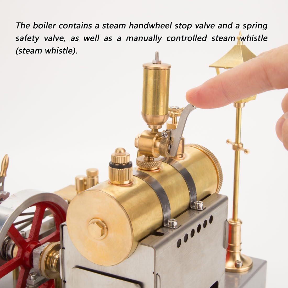 URFunModel SE-02 Steam Engine Kit - Reversible Horizontal Stationary Steam Engine Model with Boiler, Generator and Street Lamp, 100PCS Science Education Gift for Adults