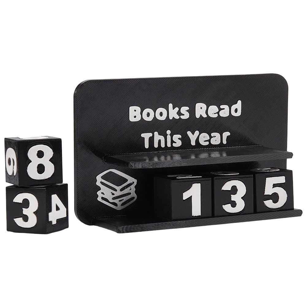 UNICRAFTALE Books Read This Year Counter Plastic 3D Printed Book Tracker for Reading Goal Display Balck Book Counter Sign Bookshelf Decor Reading Challenge Gift for Books Lovers 15.7x5.1x3.1Inch