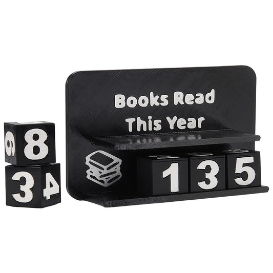 UNICRAFTALE Books Read This Year Counter Plastic 3D Printed Book Tracker for Reading Goal Display Balck Book Counter Sign Bookshelf Decor Reading Challenge Gift for Books Lovers 15.7x5.1x3.1Inch