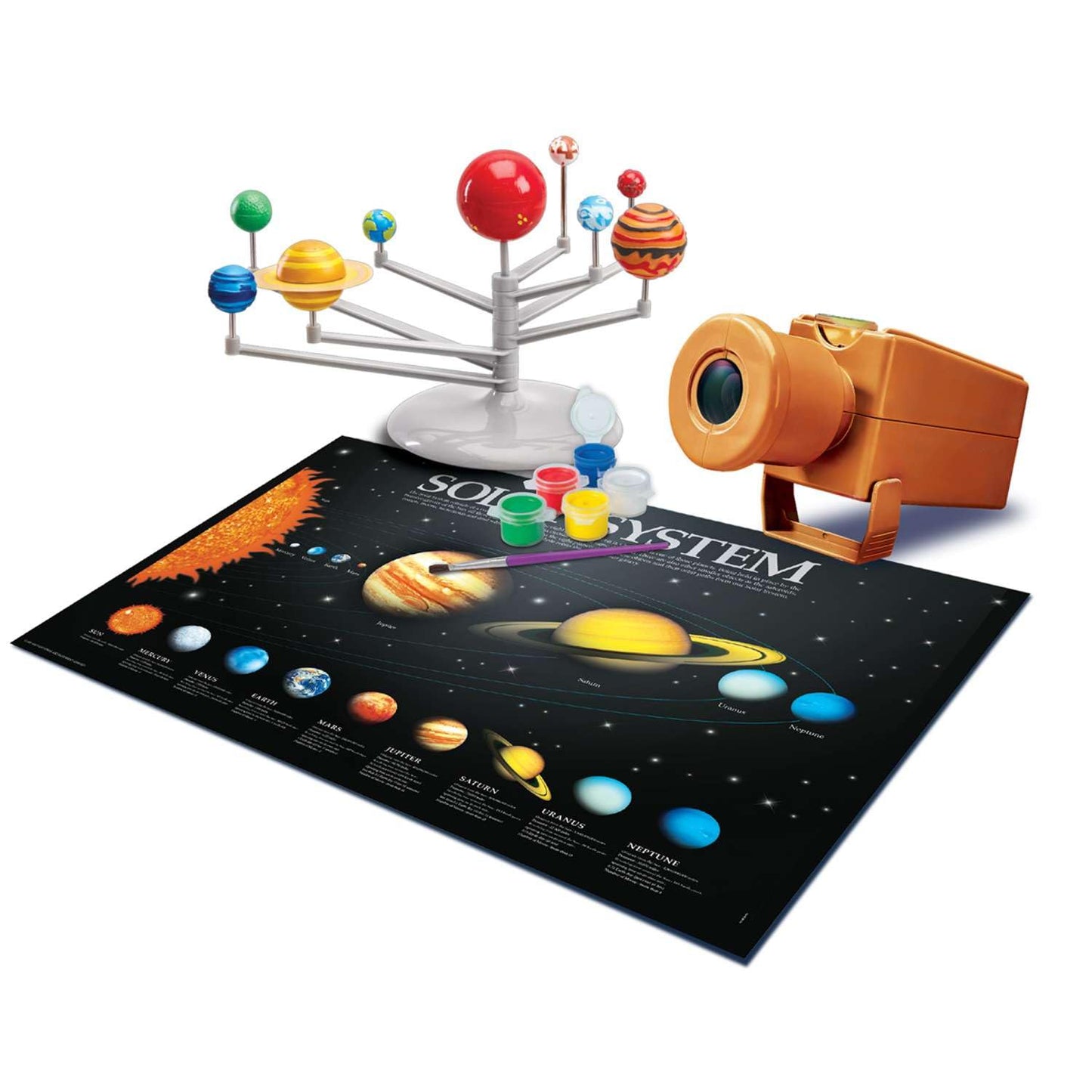 4M - STEAM Space Exploration - Build & Paint Solar System Planetarium Model, Assemble Space Toys Projector with Slides, Includes Glow Stars & Poster - Educational Science Planet Toys Kit, Kids Ages 5+