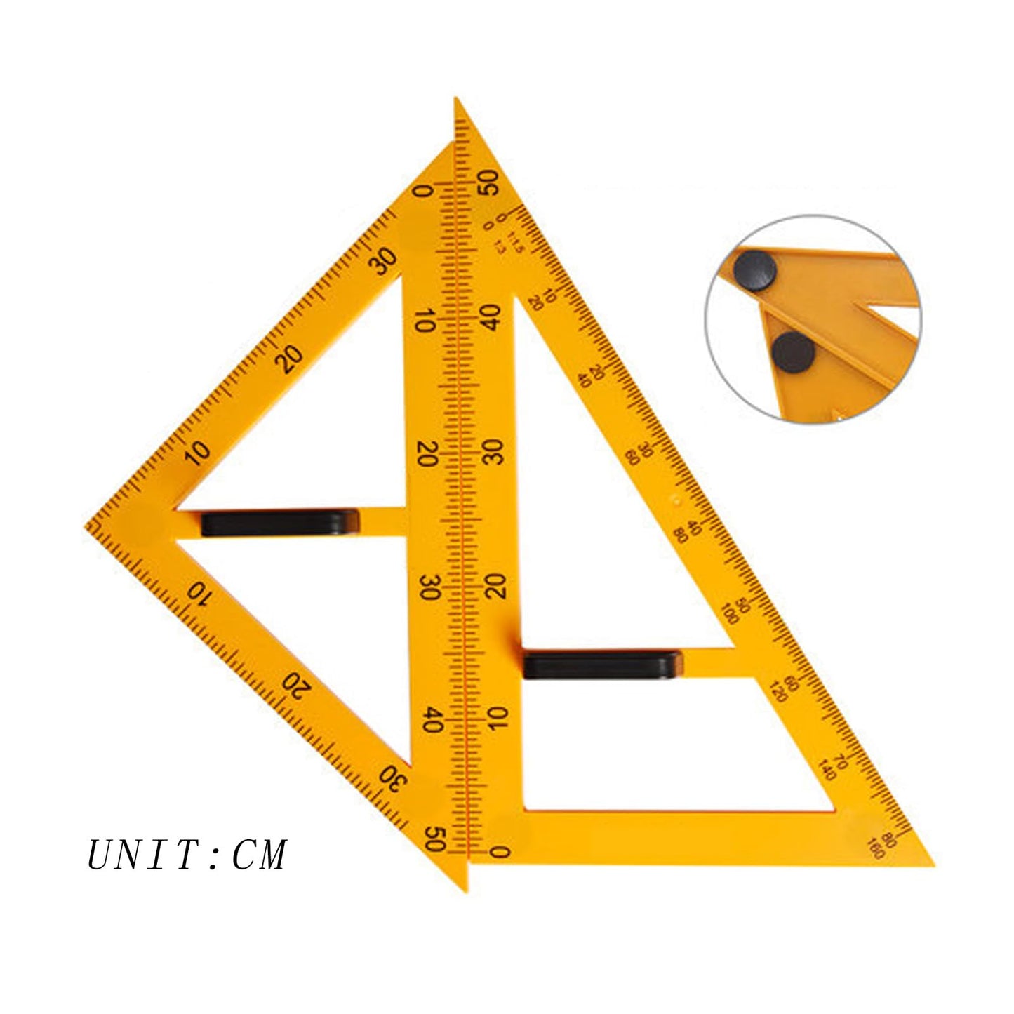 Magnetic Geometry Set on Whiteboard Math Classroom Large Protractor Triangle Ruler Plate Set Compass Drawing Tools for Teacher (5 Pieces)