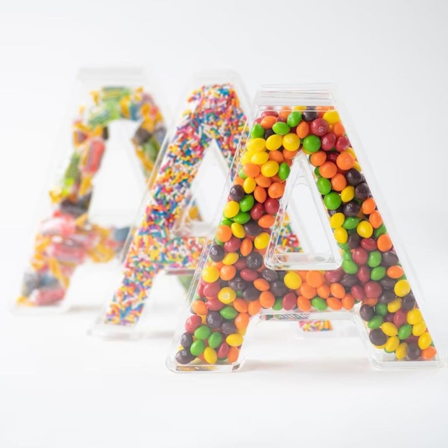 OAEUQ 10-Inch Magnetic Alphabet Candy Jar Refillable Fillable Letters For Candy Tray Reusable Lidded Candy Jar Candy Buffet Container Set (W, 1)