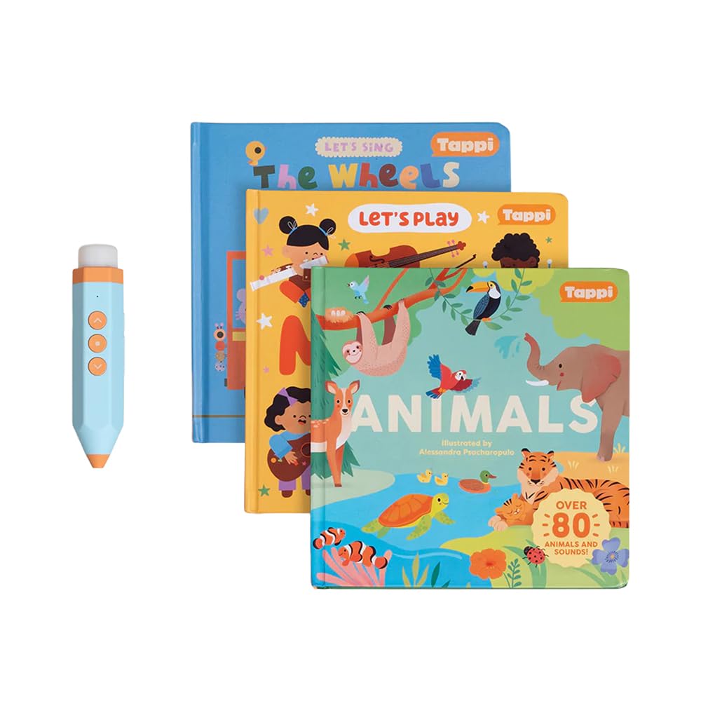 Tappi Interactive Learning System for Kids (Ages 2–6) – Starter Set with 3 Books + Tappi Play Pen – Screen-Free Sounds, Music & Games