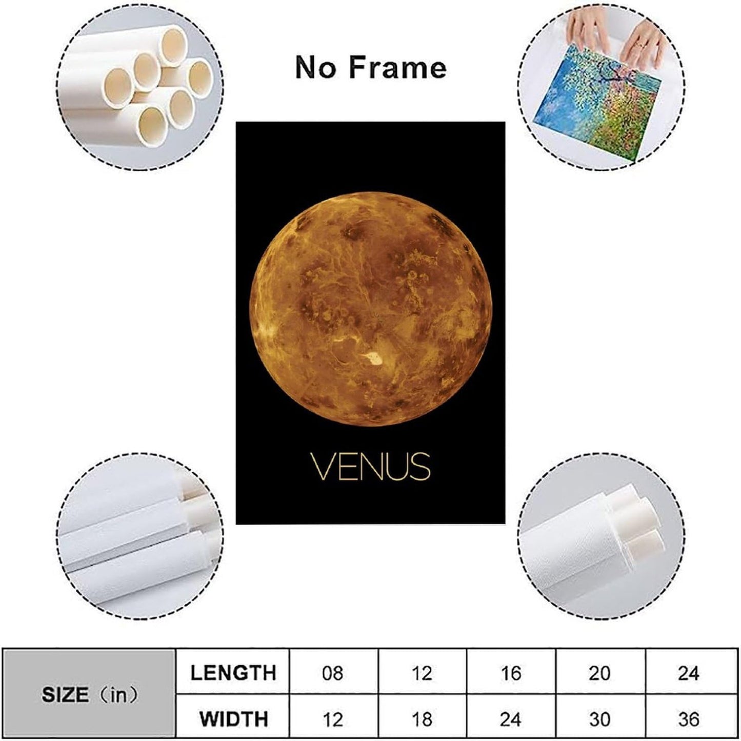 XIAOLOUTINYU Solar System Canvas Wall Art - Venus Planet Space Poster for Kids Room Bedroom Classroom, STEM Educational Astronomy Decor, Science Gift for Boys Girls Teens, 12x18 Inch Unframed