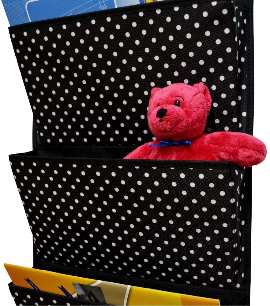 AUVCAS Hanging Wall File Organizer for Office - Over Door Wall Hanging Folder Holder & Classroom Pocket Document Organizer, Paper Mail Storage Rack with 4 Large Pockets,Black