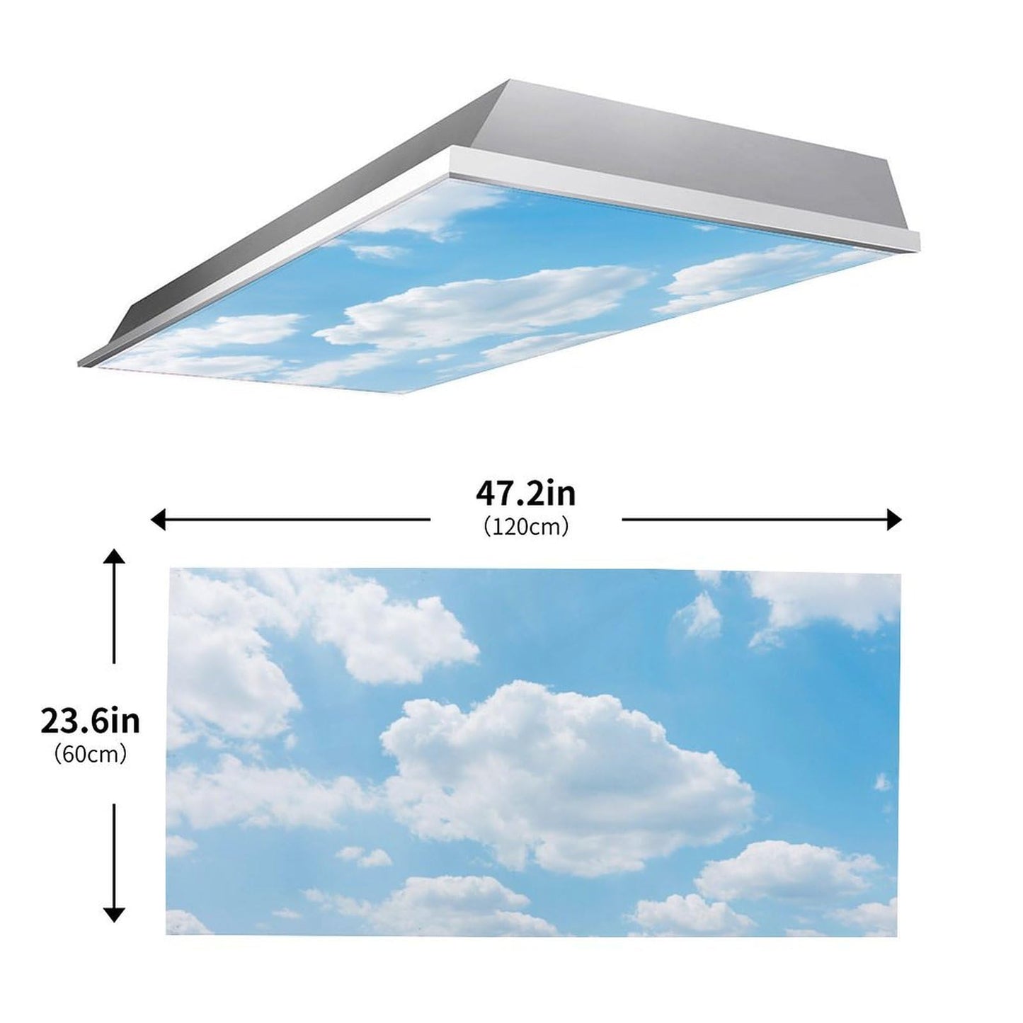 2PCS Fluorescent Light Covers - Magnetic, Filters for Classroom, Home, Office Drop Ceiling Lamps - 4x2Feet (Cloud)
