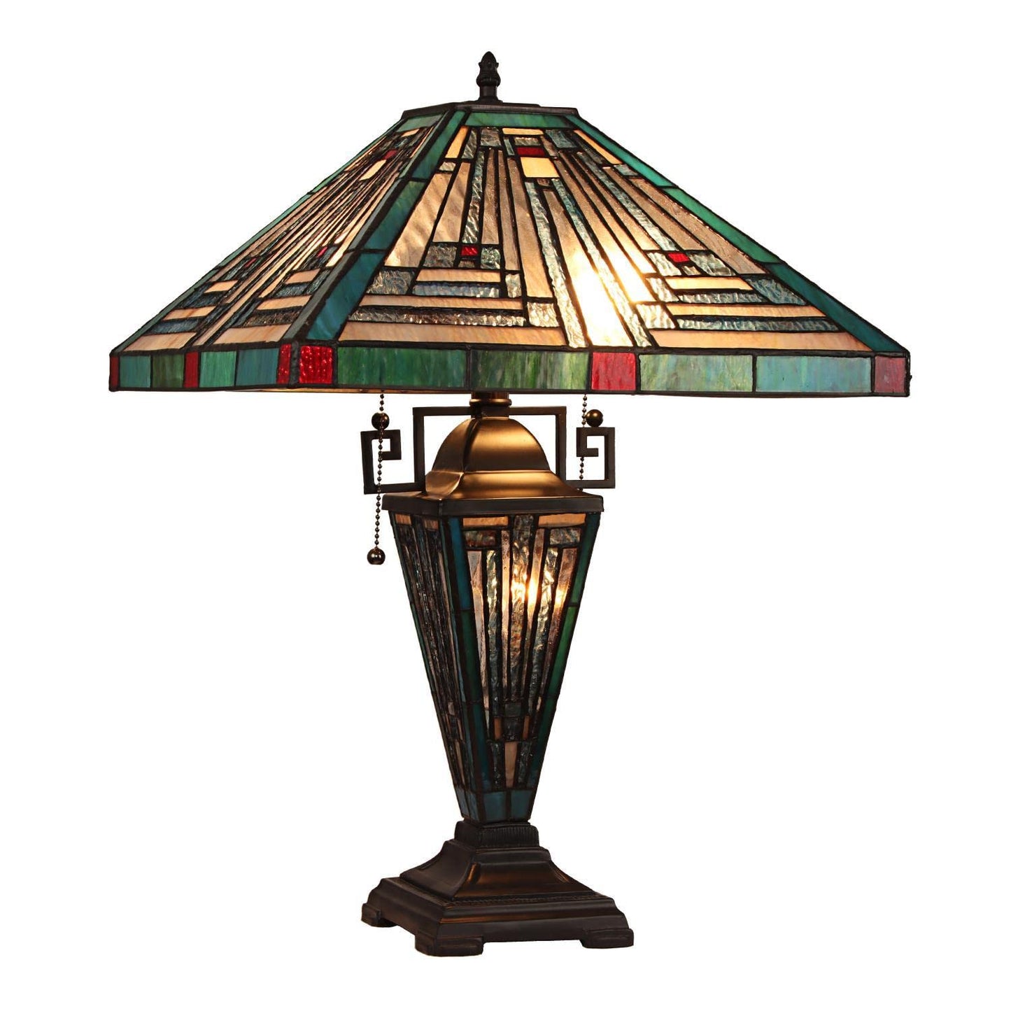 Chloe Lighting Innes Tiffany-Style Table Lamp, 3 Light, Blackish Bronze, 16in Wide, Multicolor, Model CH3T359BM16-DT3
