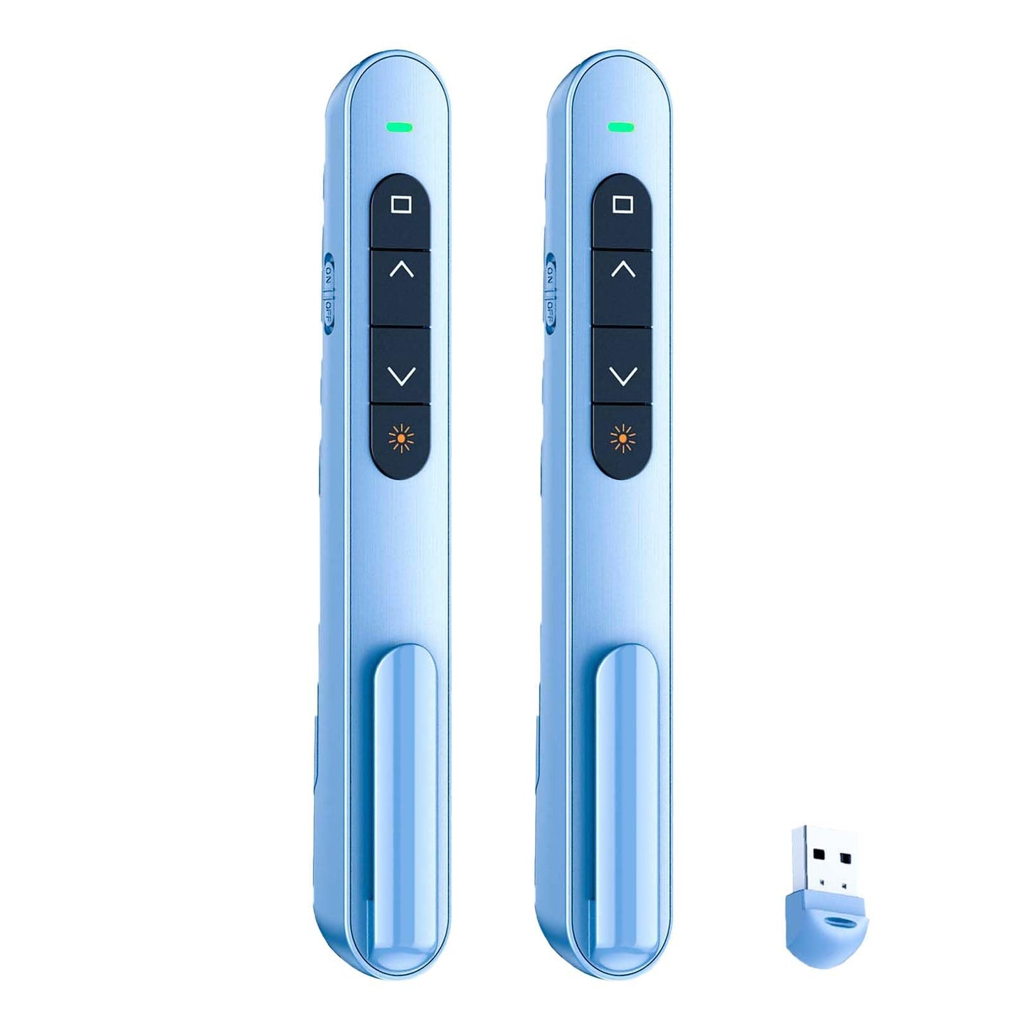QUI 2 Pack Presentation Clicker, Hyperlink Volume Control Wireless Presenter, RF 2.4GHz USB Presentation Remote Control,PowerPoint Clicker Slide Advancer for Computer, Laptop, Mac (USB, Blue)