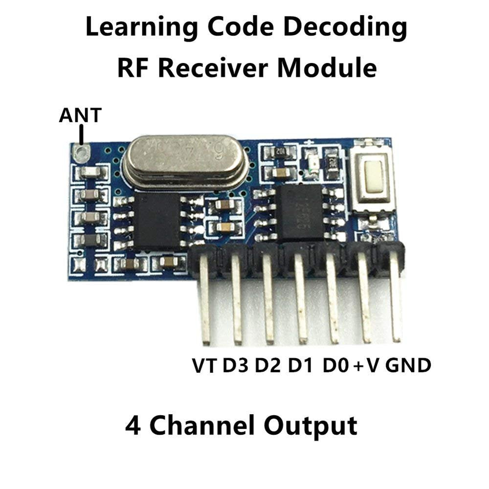 QIACHIP 10 Pack Wireless 433Mhz RF Module Receiver and Transmitter Remote Control Built-in Learning Code 1527 Decoding 4 Channel Output (Transmitter and Receiver kit)