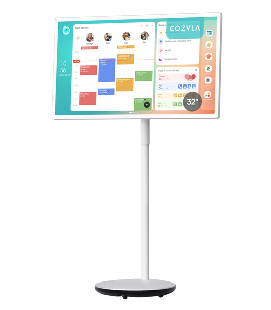 Cozyla Calendar Plus Go: 32" Mobile Smart Digital Calendar, No Subscription Family Dashboard, Electronic Touch Screen with Rolling Stand for Family System-Chore Chart, Meal Planner, Support App Store