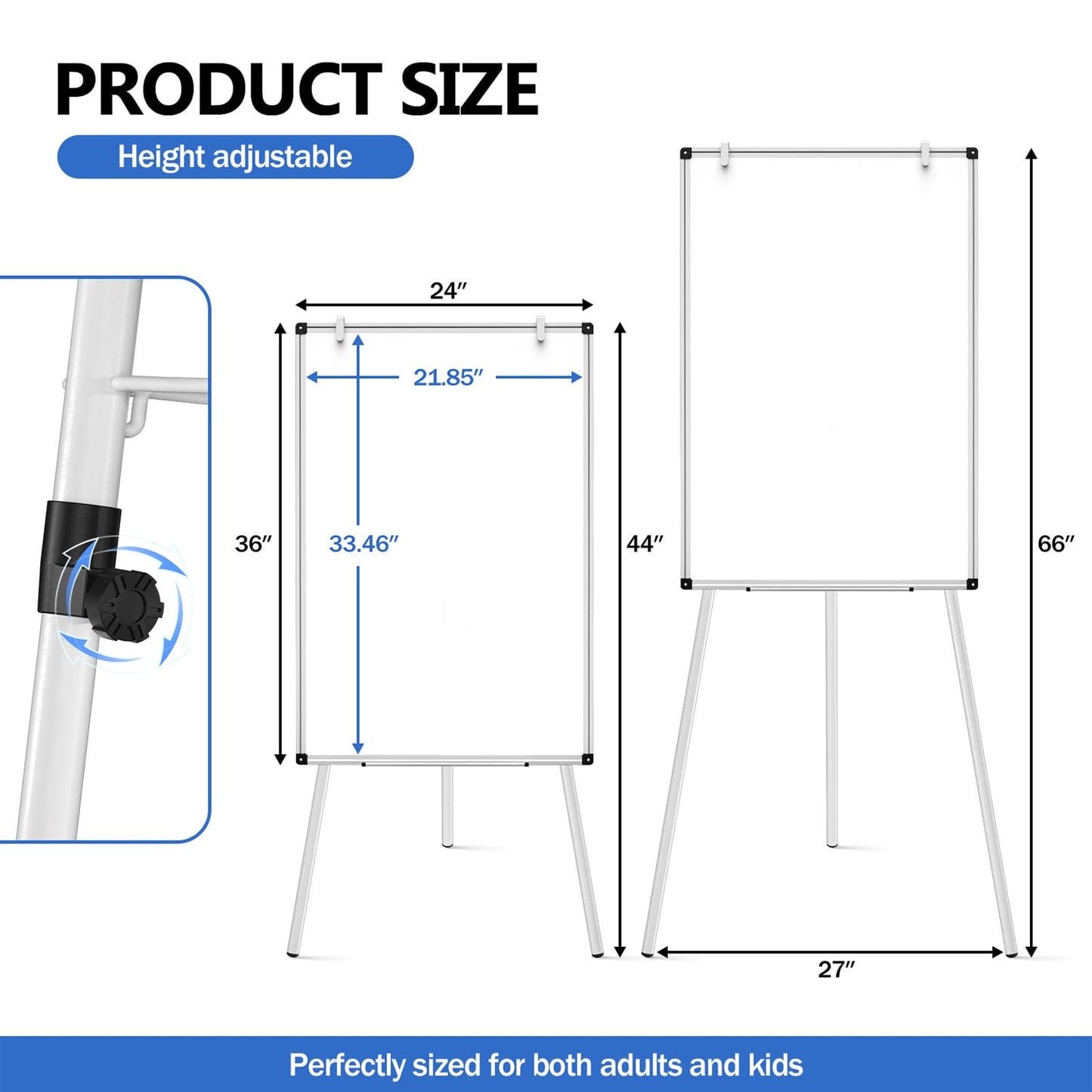 Whiteboard Easel 36 x 24 Inches, Magnetic Portable Dry Erase Board with Adjustable Tripod Stand, White Board Easel Stand for Office, Classroom & Home Teaching