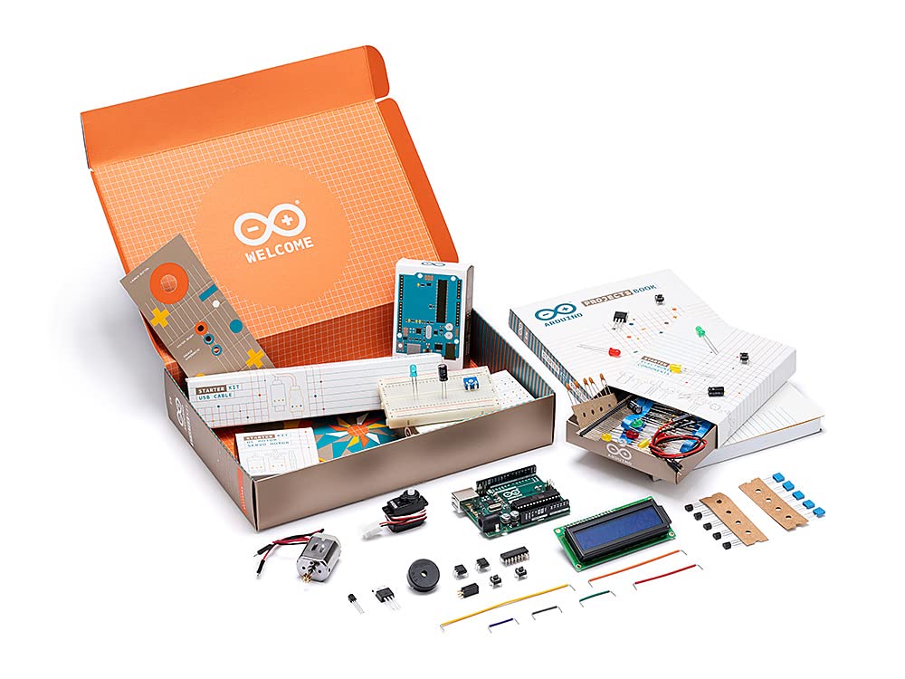 Official Arduino Starter Kit [K000007] - 12 DIY Projects with Electronic Components & English Projects Book - Original Kit from Italy