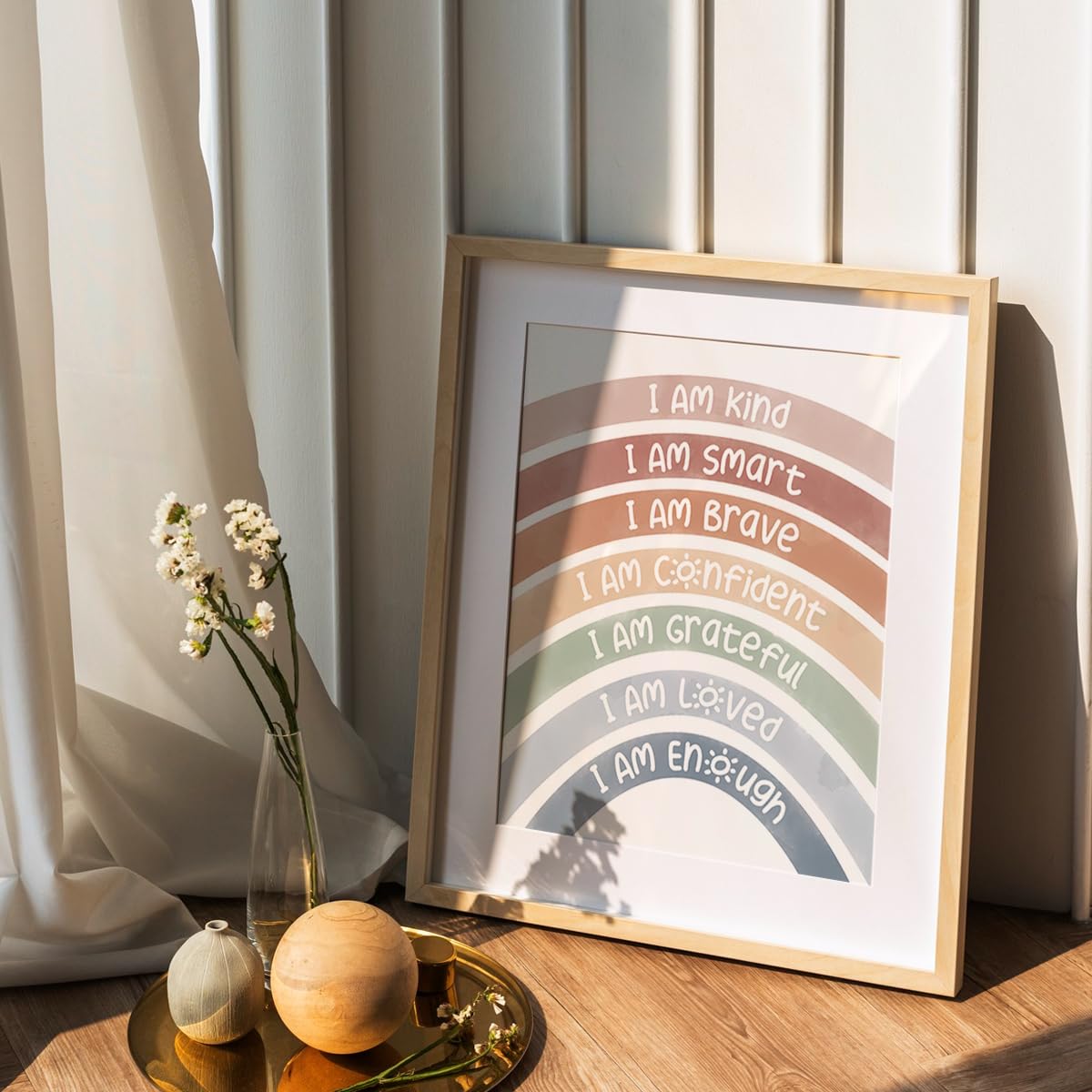 PLKMN Boho Classroom Decor Set of 4, Calming Corner Posters for Playroom, Nursery, Classroom Counseling, 8x10 Inch, Unframed
