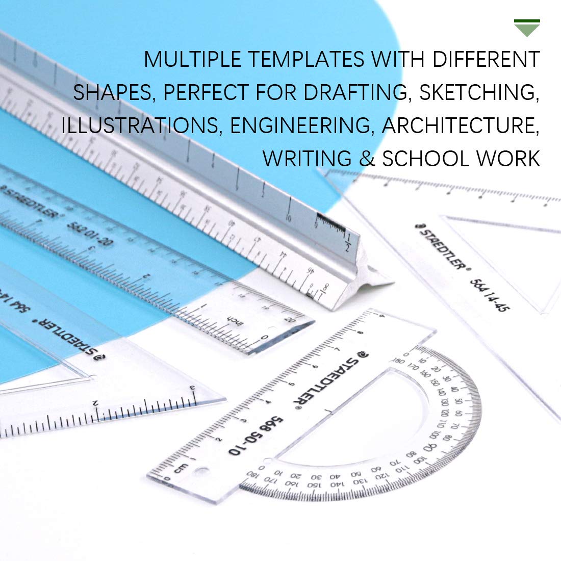 Keadic 12Pcs Geometric Drawings Templates, Geometry Ruler Plastic, Clear Shape Template Yellow Architect Scale Measuring Ruler Drafting Stencils Measuring Tools for Designing and Building