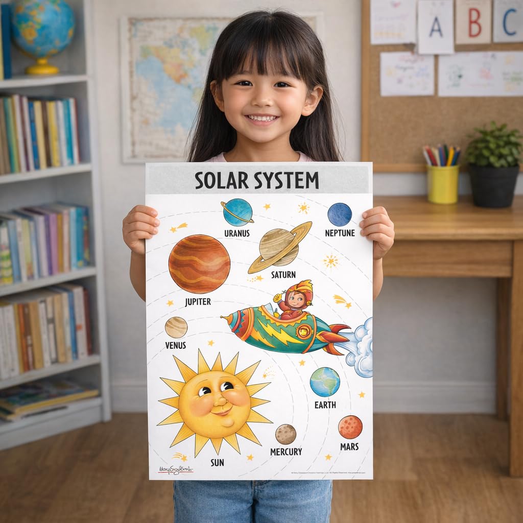 Mary Engelbreit Preschool Learning Posters Set (8-Pack), Toddler Learning Posters, ABC Alphabet, Colors & Educational Charts for Classroom & Homeschool