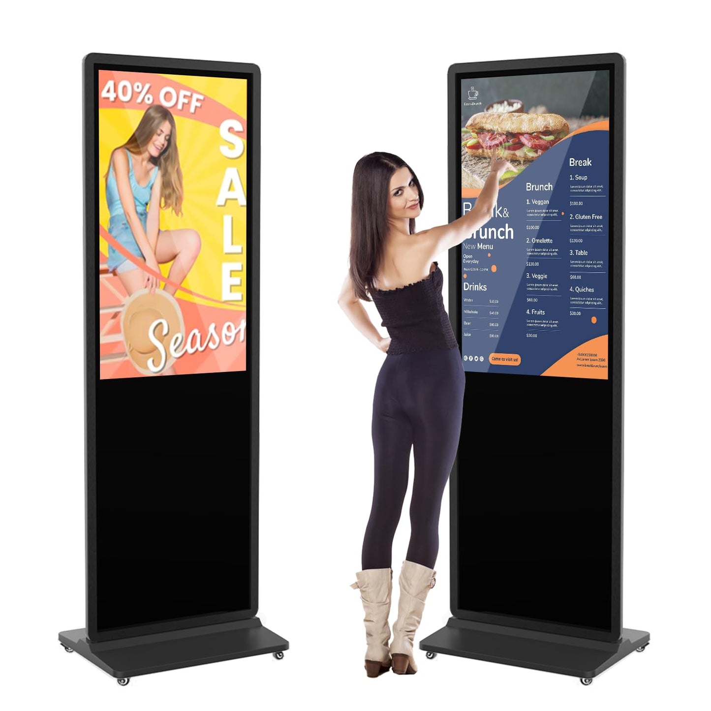 QIXZOCV MWE 49 Inch 4K Touchscreen Kiosk, Indoor Floor Standing Digital Signage, Advertising Display LCD Totem with Custom Service, Interactive Monitor Android System with Auto Media Player-Black