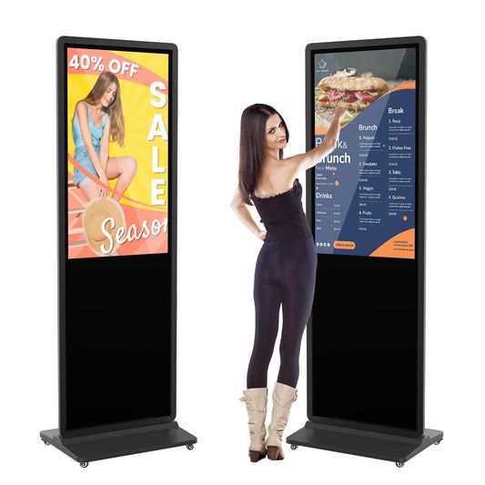 QIXZOCV MWE 49 Inch 4K Touchscreen Kiosk, Indoor Floor Standing Digital Signage, Advertising Display LCD Totem with Custom Service, Interactive Monitor Android System with Auto Media Player-Black