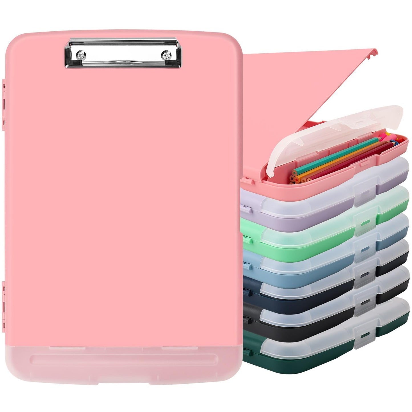SFLHHDM Clipboard with Pen Holder, Legal Size Nursing Clipboards with Storage, Plastic Clip Boards for Writing, Lightweight Cute Clipboard Storage with Low Profile Clip for Work, Office
