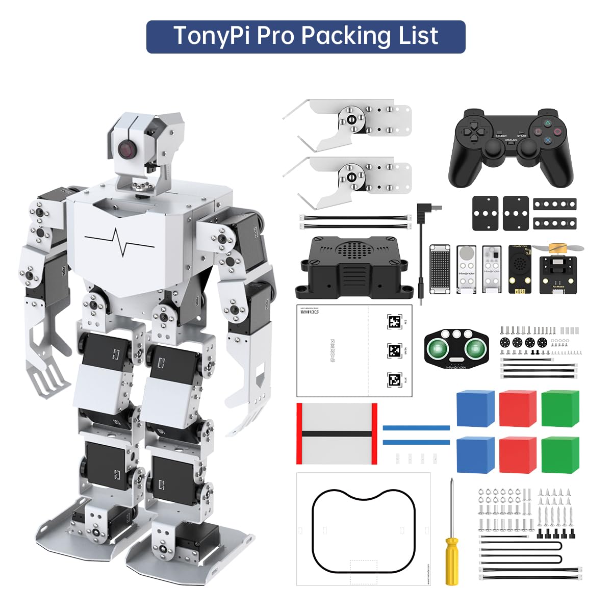 HIWONDER AI Embodied Intelligent Robot with ChatGPT Multimodal AI Models Vision Scene Voice Command Understanding 20DOF Educational Humanoid Robot Python Programming, TonyPi Pro & RaspberryPi 5 8GB