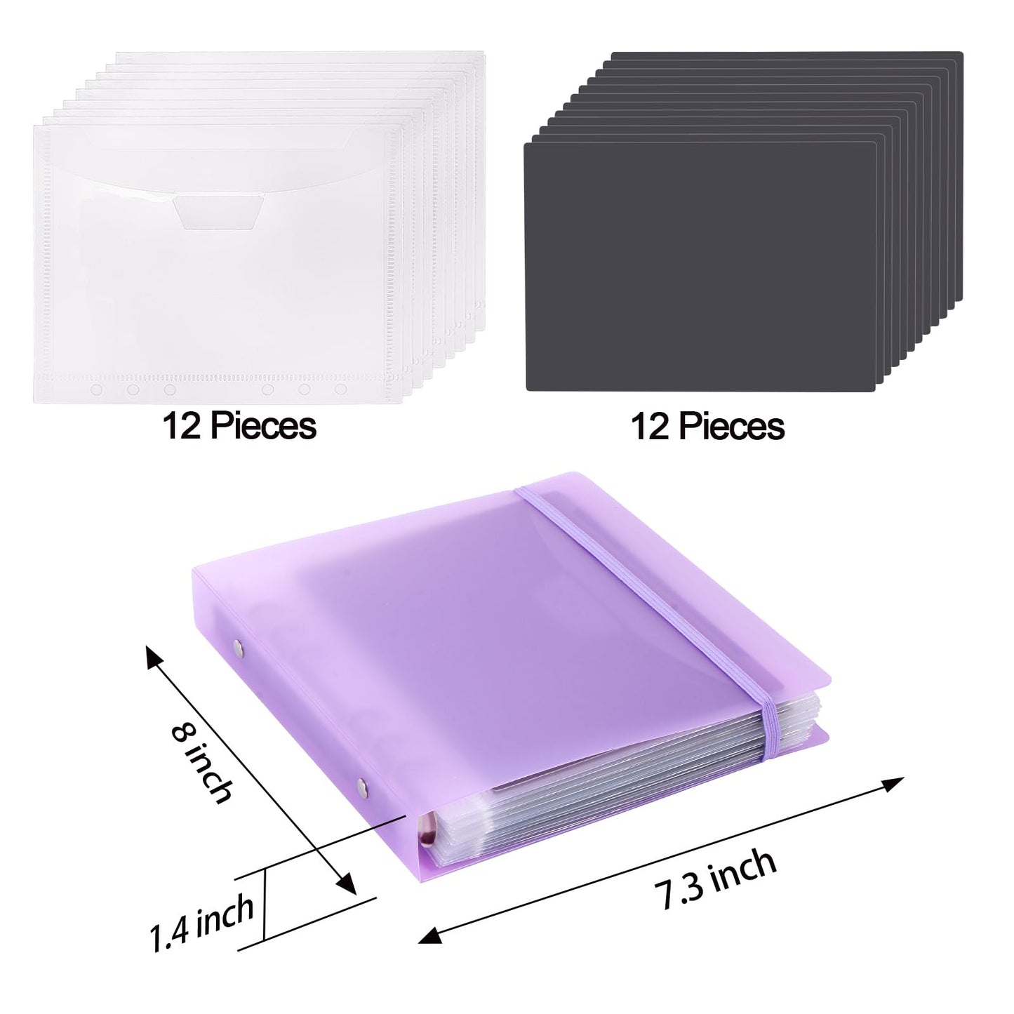 UNIMEIX 12 Pcs Magnetic Sheets for Die Storage with 1 Binder Cover, 2 in 1 Storage Stamp and Die Storage Bags Die Cut Storage Supplies(0.8 mm Thickness, Purple)